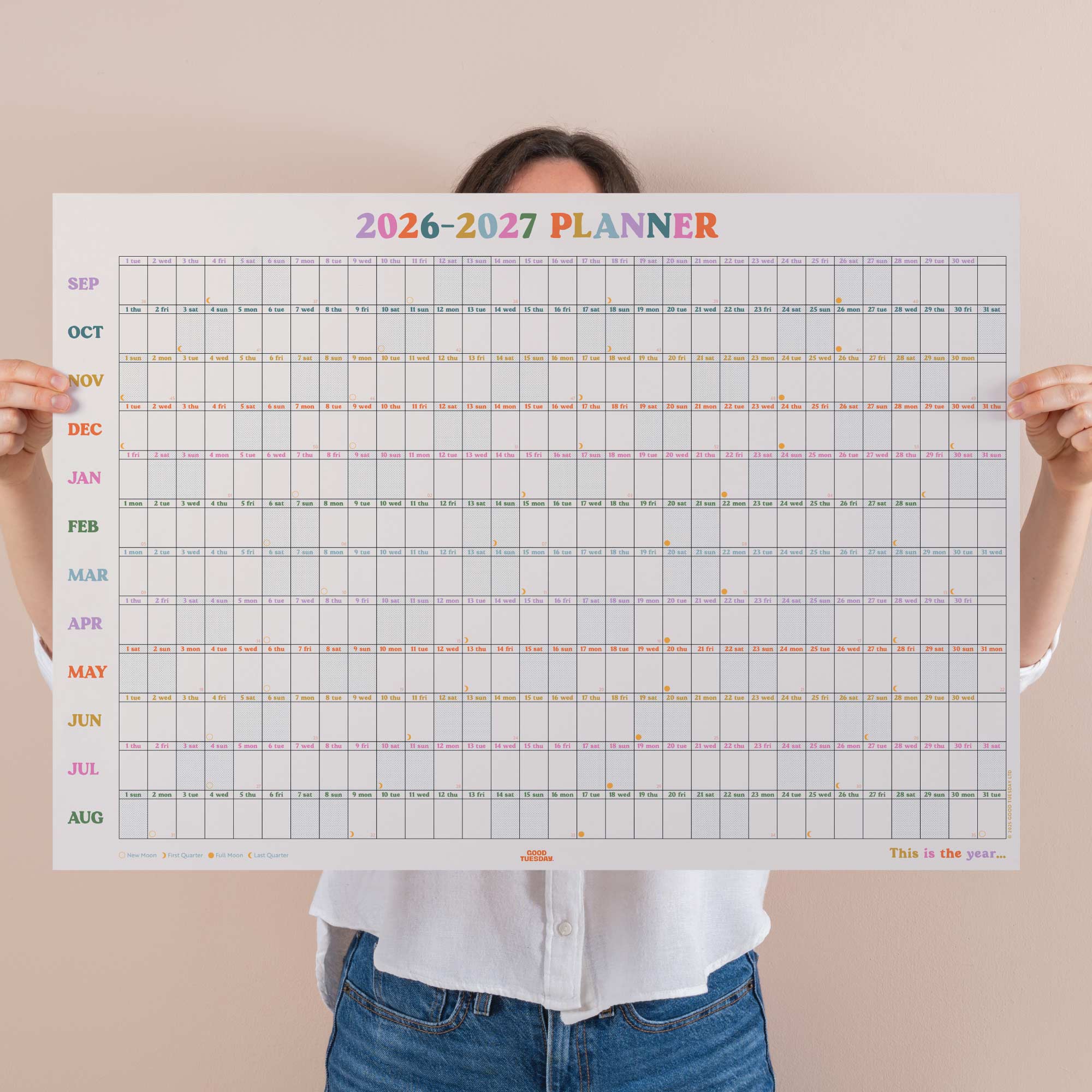 2026-2027 Academic Landscape Wall Planner, Recycled Paper, Large