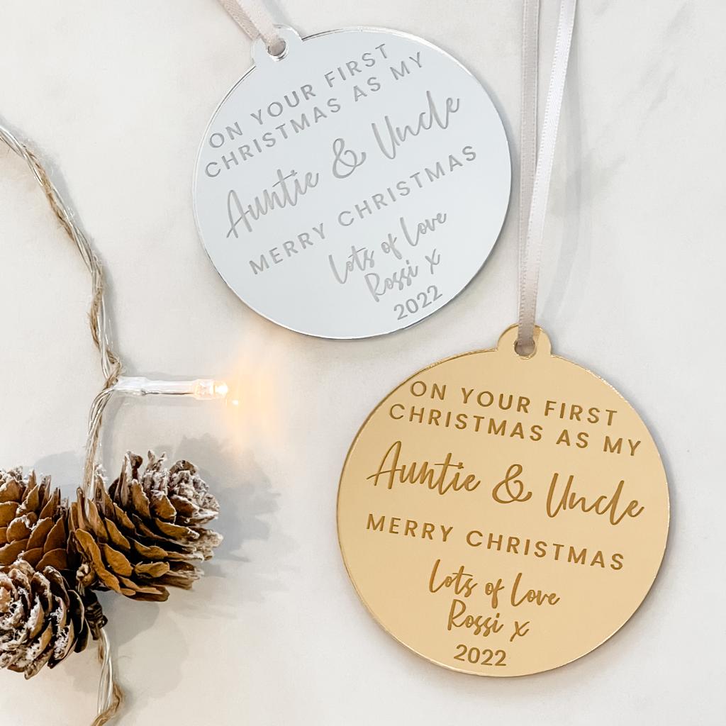 New Auntie & Uncle Christmas Bauble