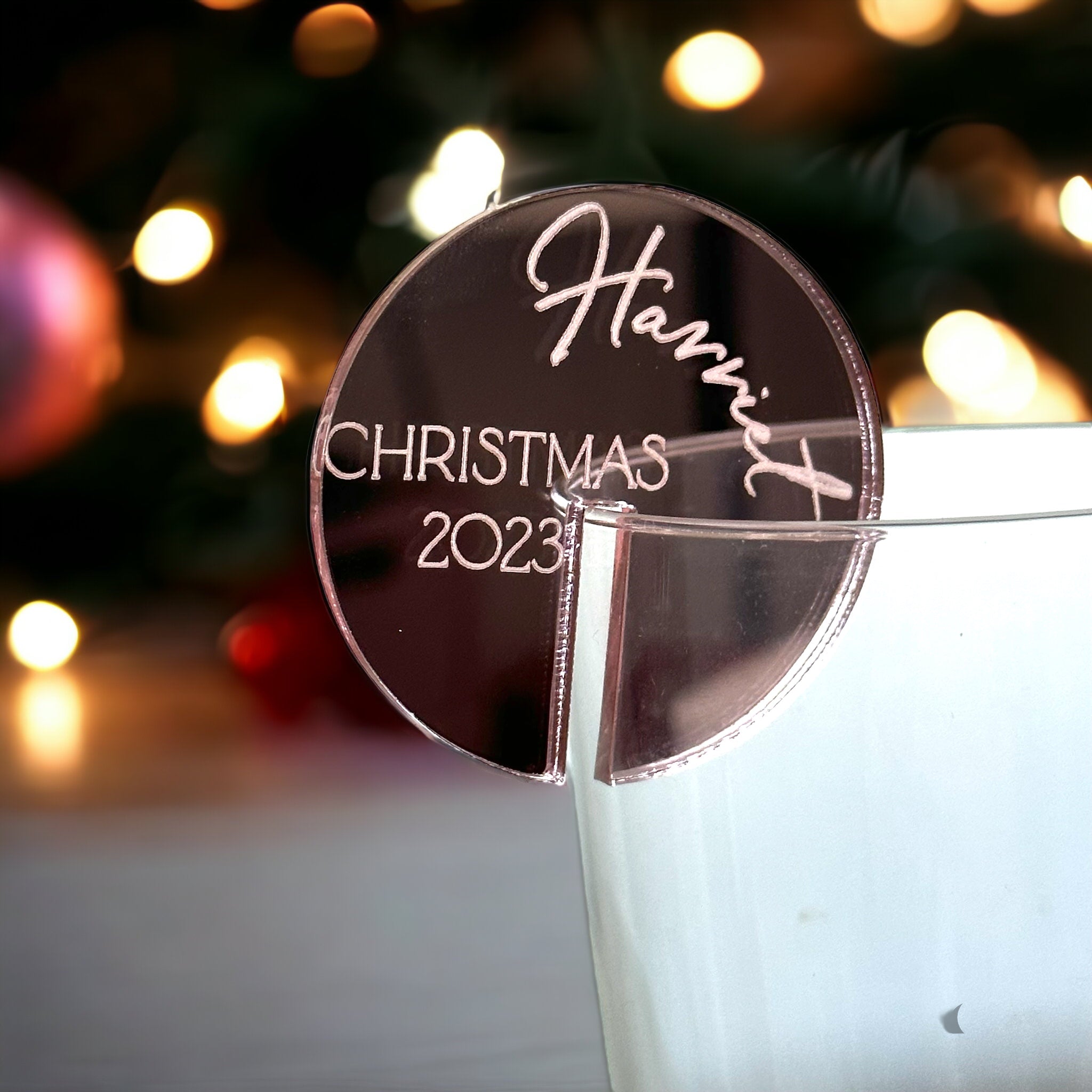 Engraved Christmas Party Place Name Drinks Charms