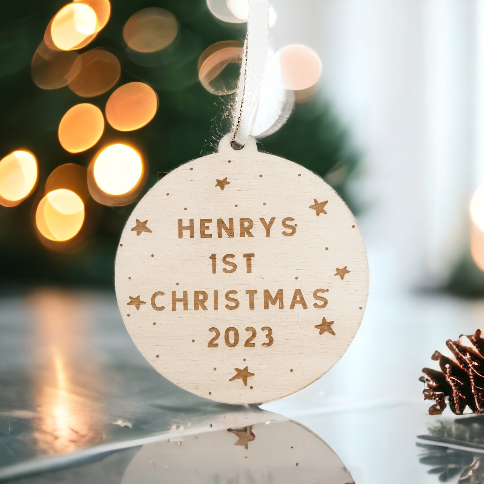 Clear Acrylic Baby's First Christmas Hanging Decoration