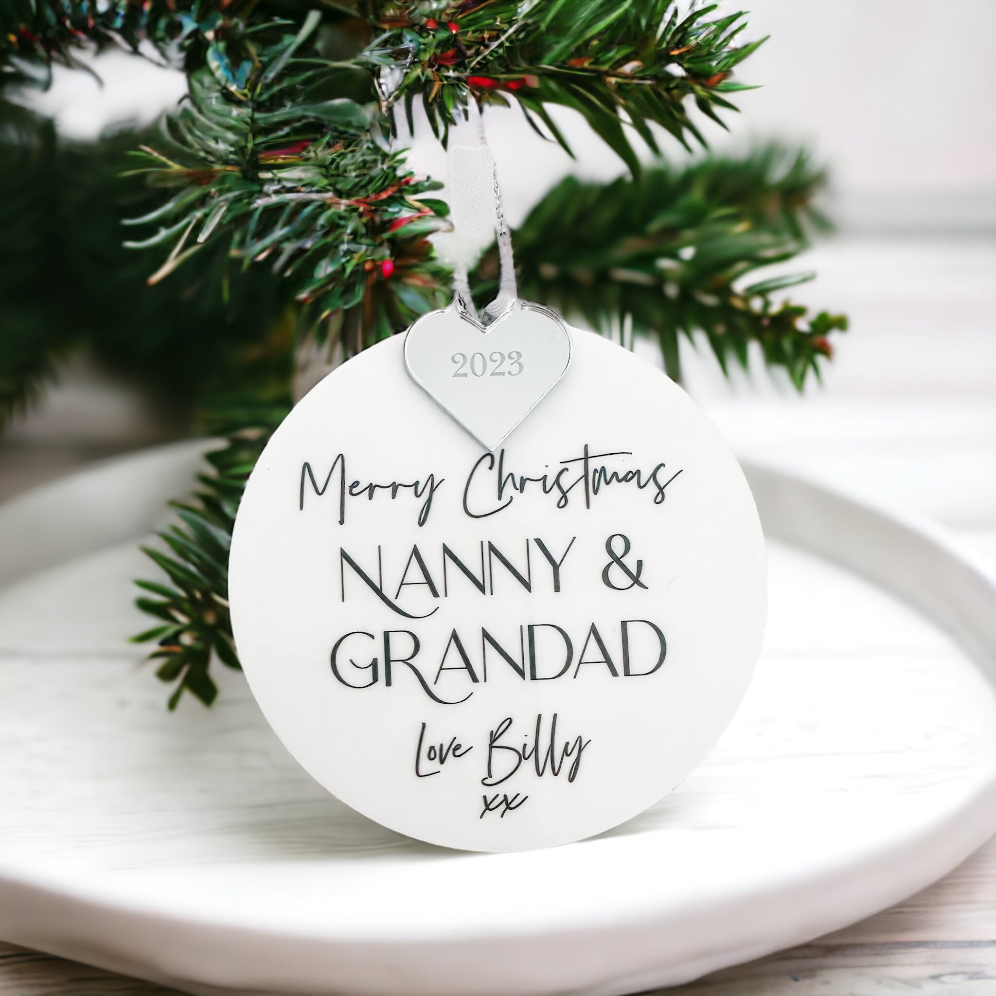 Nanny & Grandad Personalised Bauble