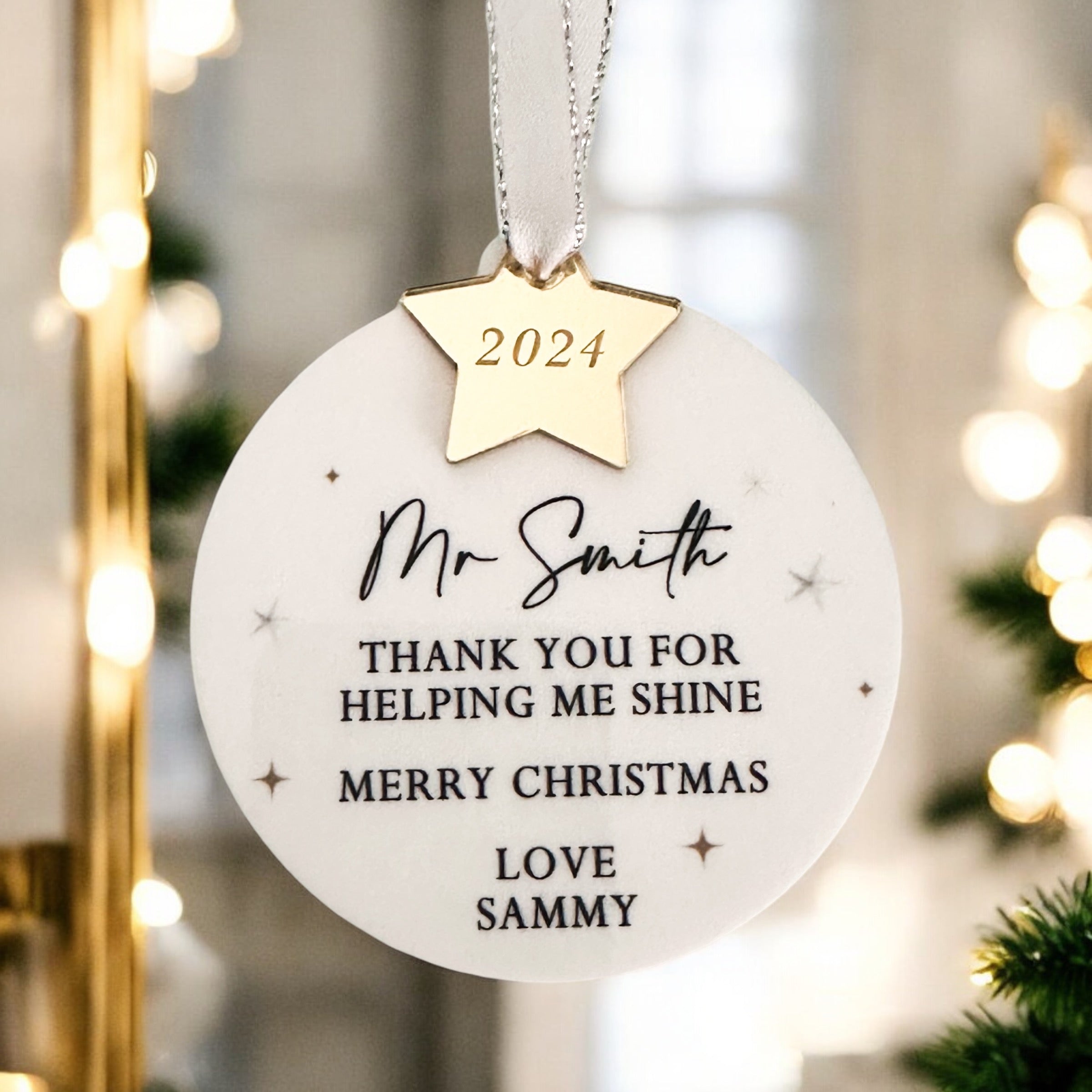 Personalised Teacher Luxury Christmas Bauble