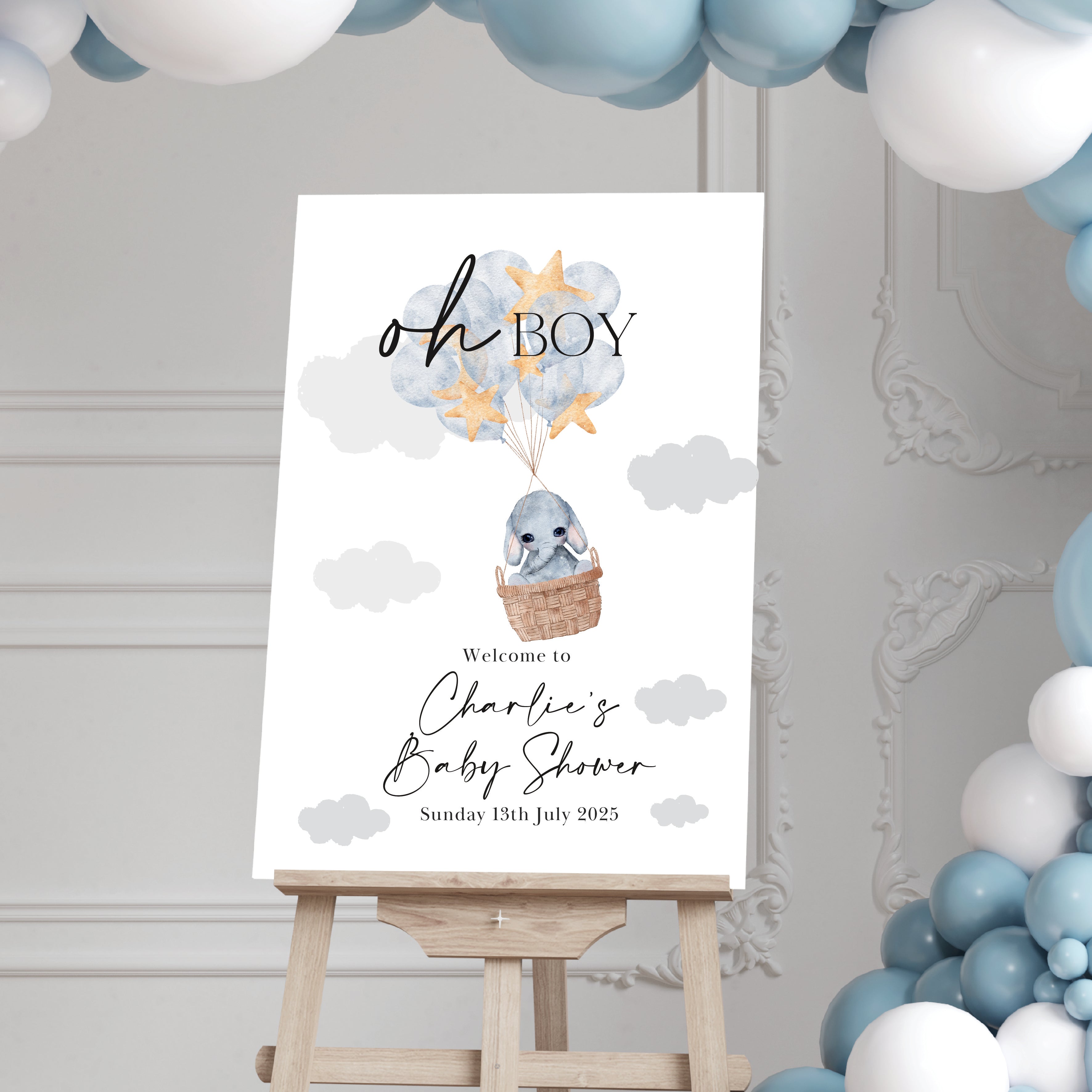 Luxury Baby Boy's Personalised Baby Shower Sign