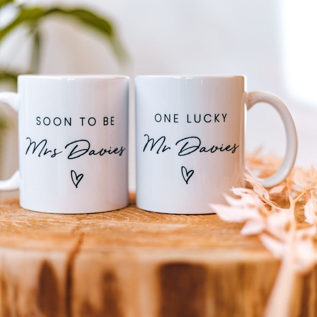 Personalised Engagement Pair Of Mugs