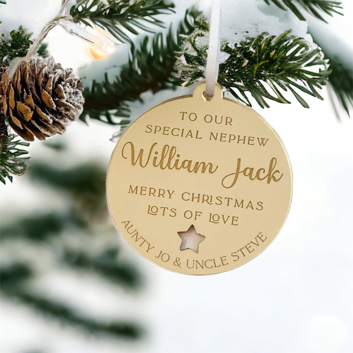 Nephew Christmas Personalised Bauble
