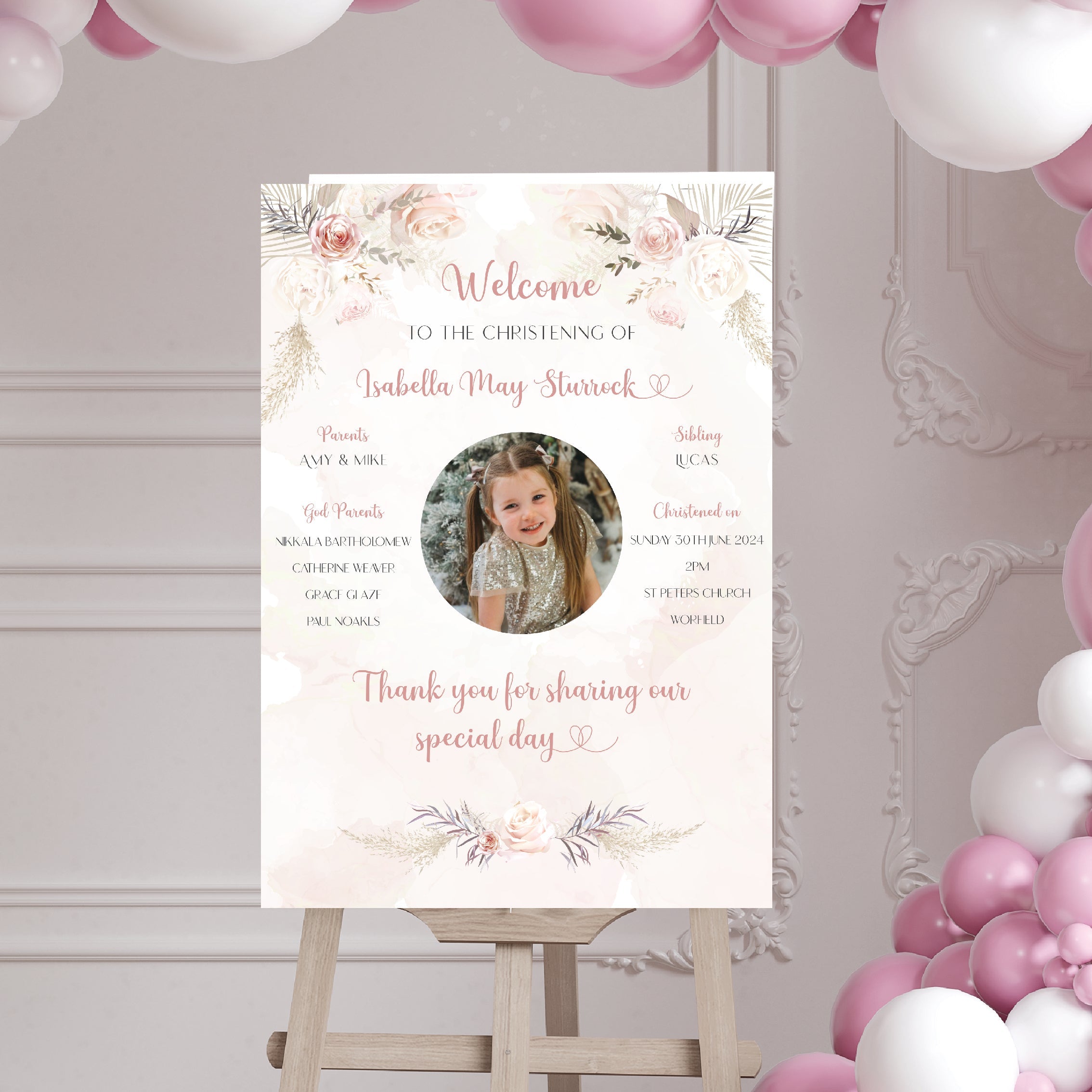 Personalised Christening Day Photo Décor