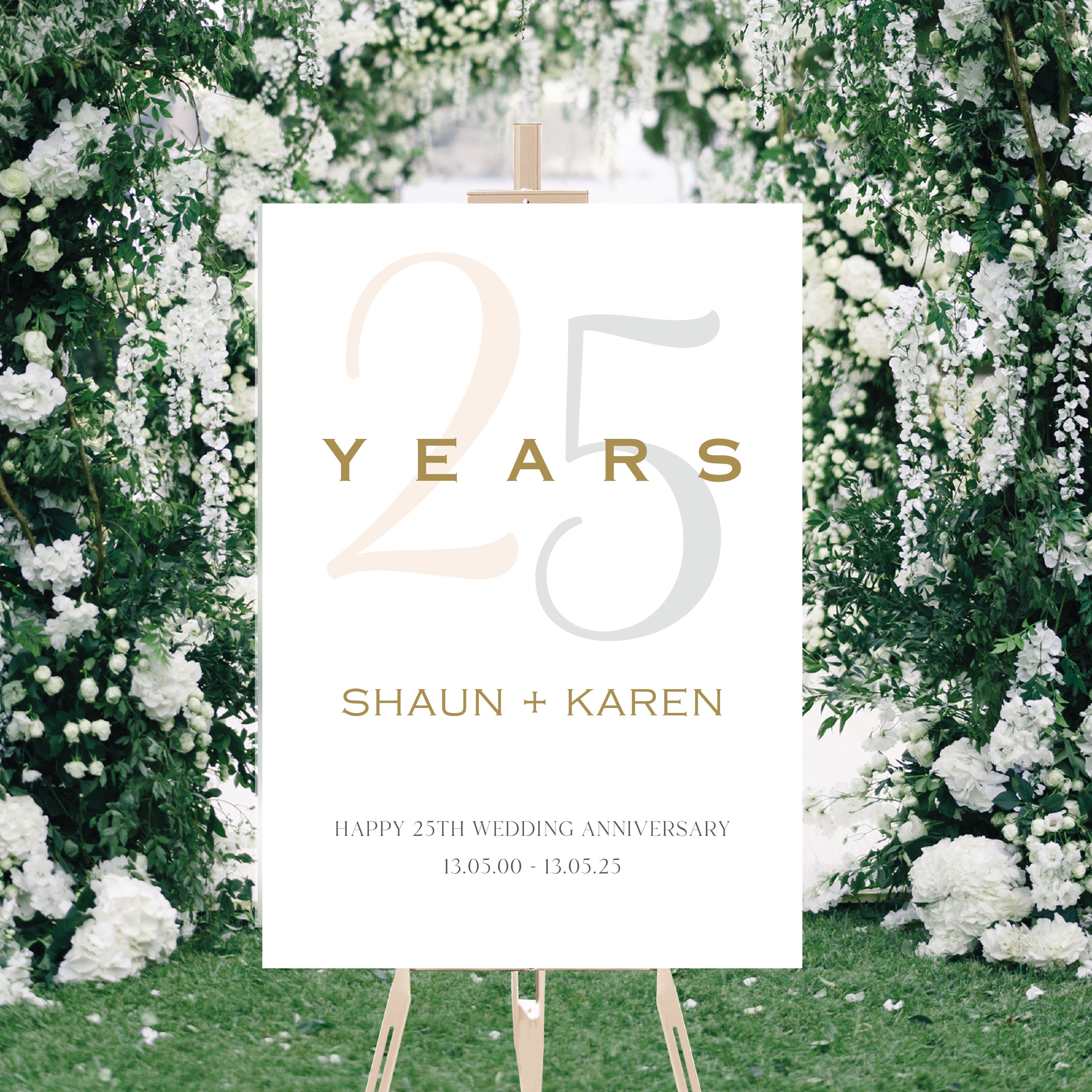 Luxury Personalised Silver Wedding Anniversary Party Welcome Sign