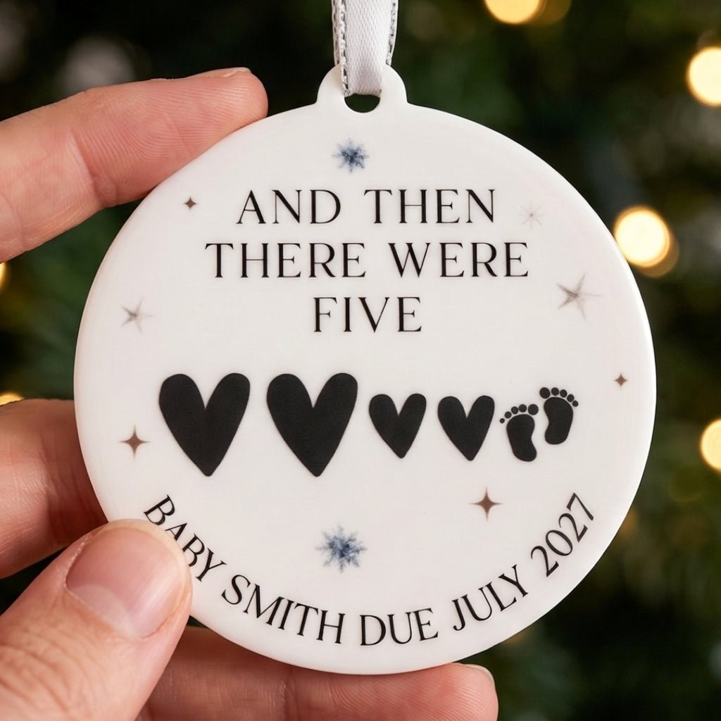 Personalised baby's first Christmas bauble with a custom name design
