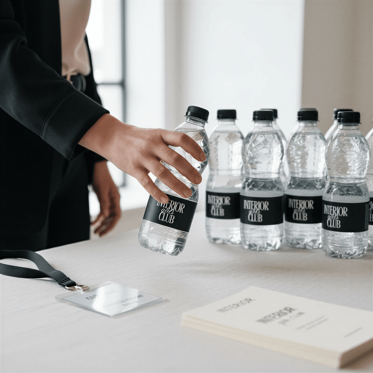 Branded Water Bottles with bespoke brand artwork for corporate gift presentation