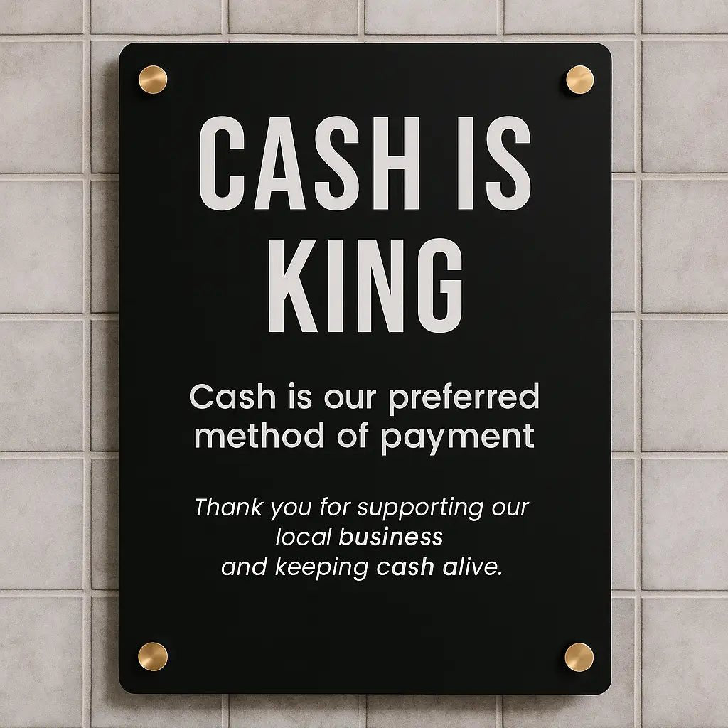 Cash Is Queen Sign in white acrylic for custom event signage