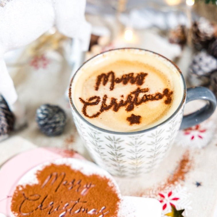 Coffee Stencil with custom personalisation for Christmas keepsake gifts