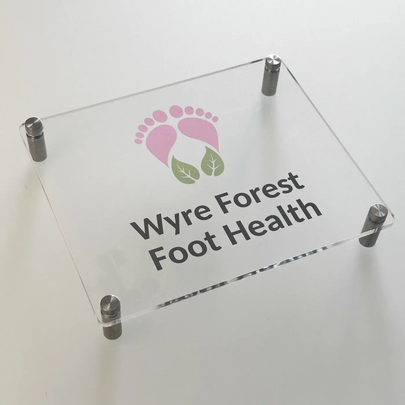 Custom acrylic sign – luxury business logo display with stand | precision cut uk made