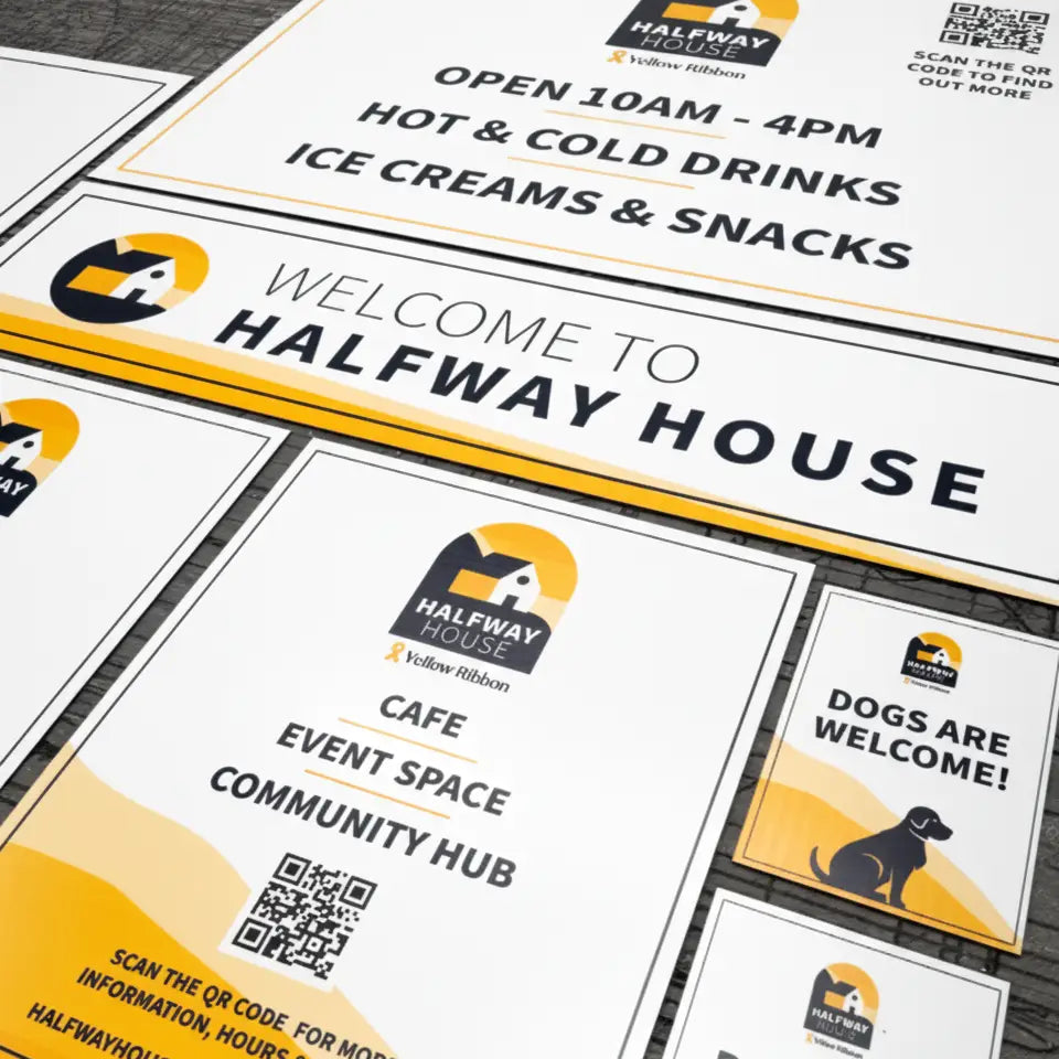 Custom eco board sign | recyclable paperboard - lightweight rigid full colour printing