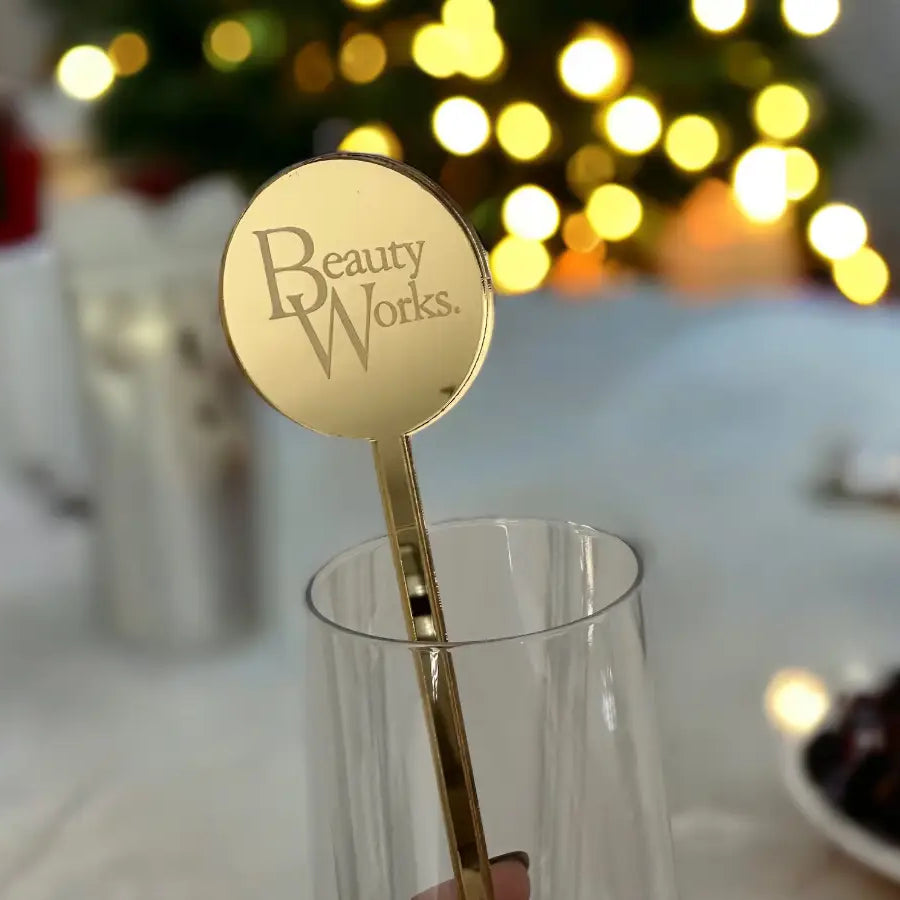 Custom engraved stirrers – precision cut mirror acrylic business drink