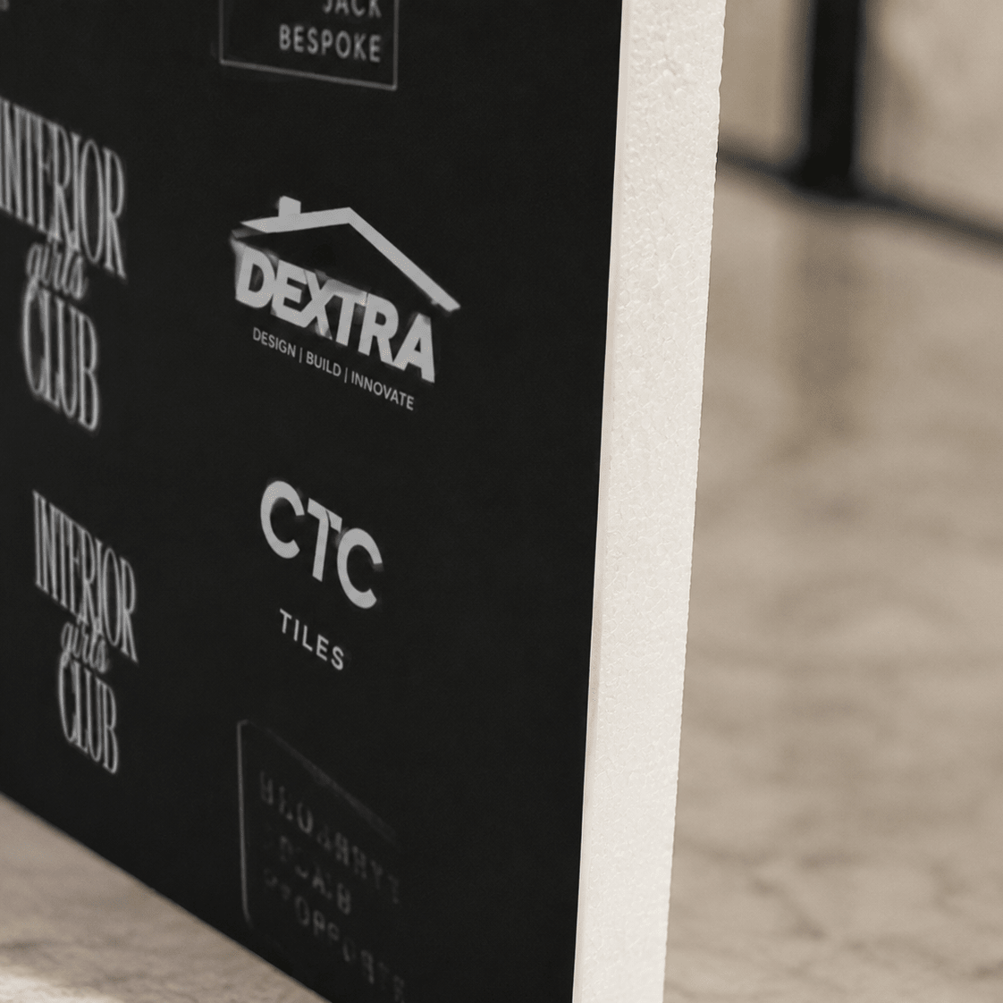 Custom Event Backdrop with bespoke design details for trade show displays