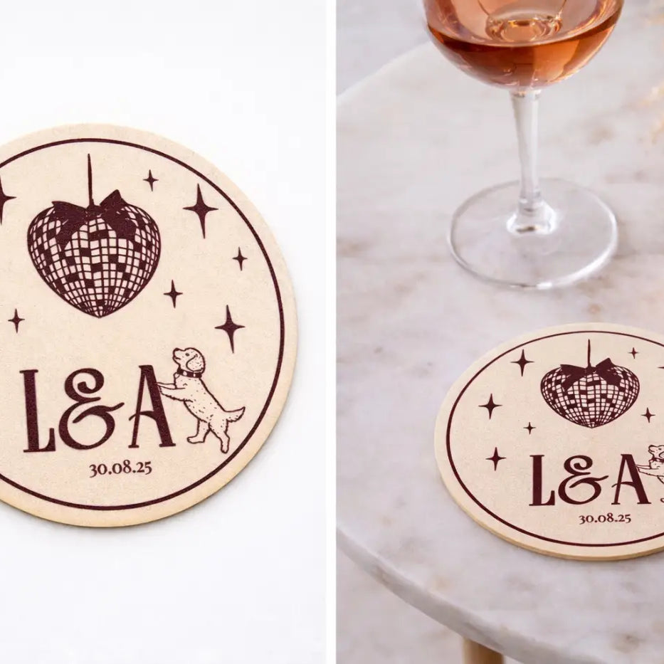 Custom logo coasters | premium pulp board - personalised drink mats