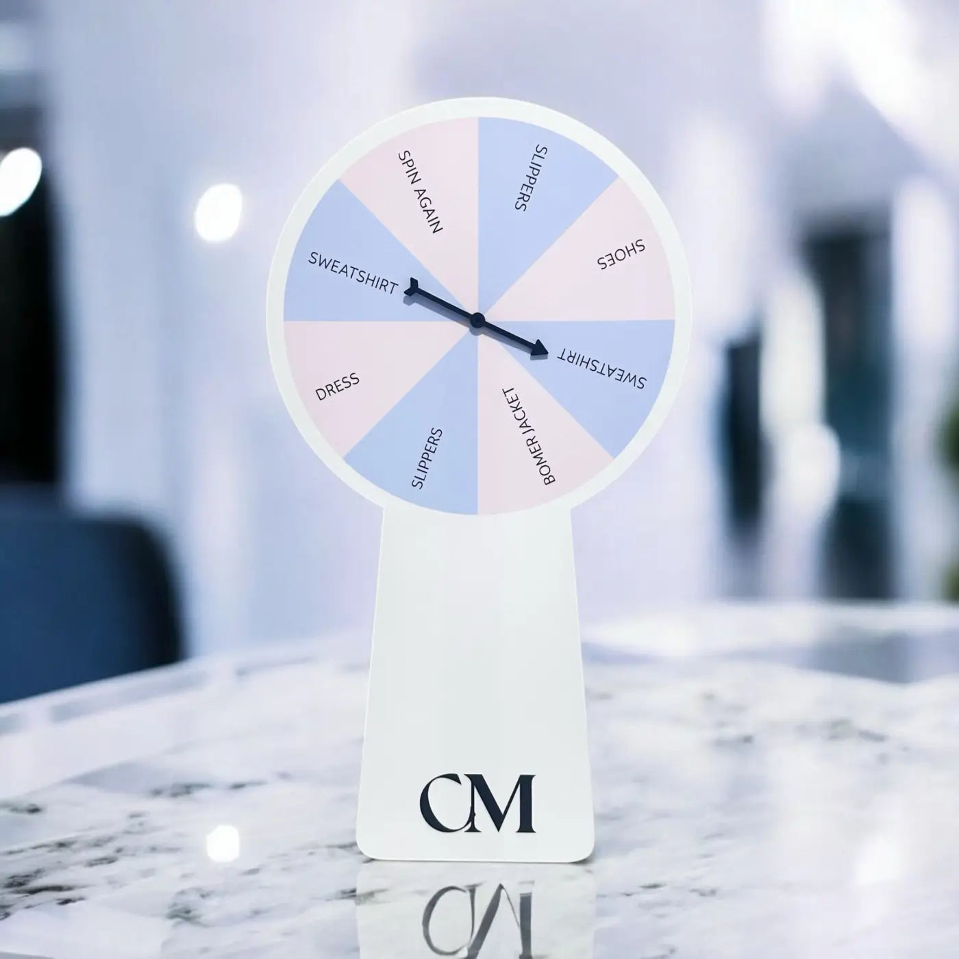 Custom spinning wheel – luxury acrylic desktop prize | personalised spin game uk