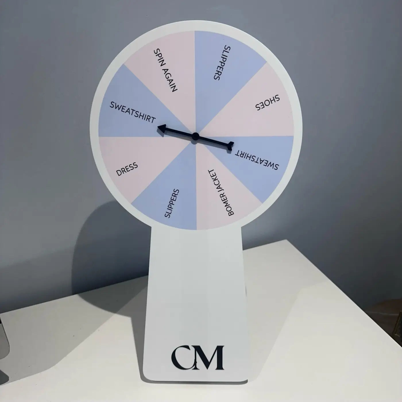 Custom spinning wheel – luxury acrylic desktop prize | personalised spin game uk