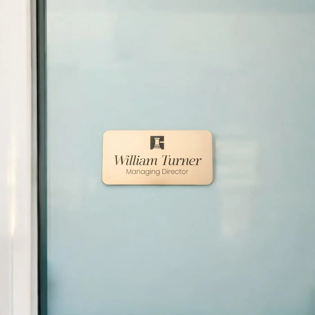 Engraved office door sign – luxury brushed mirror acrylic custom business nameplate