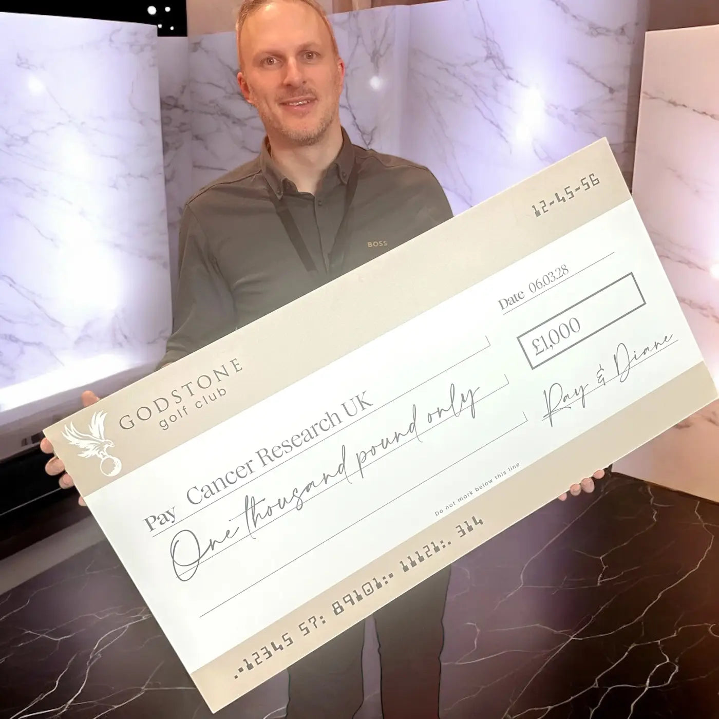 Foamboard donation cheque – custom printed large charity fundraising sign board