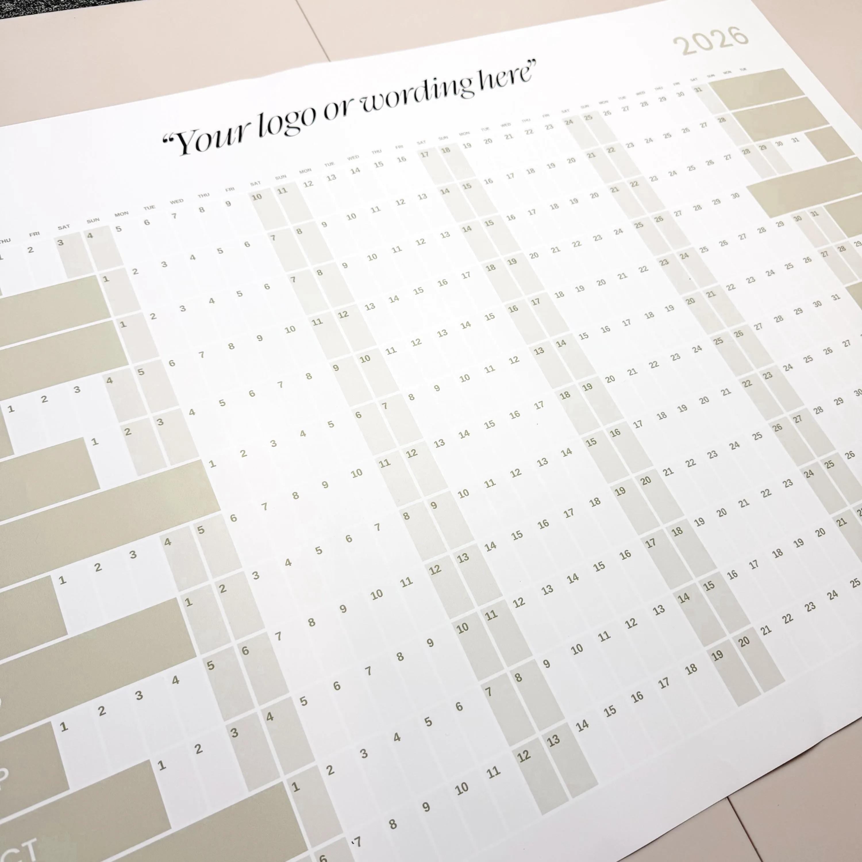 2026 Wall Planner: Large Sustainable Design with any wording