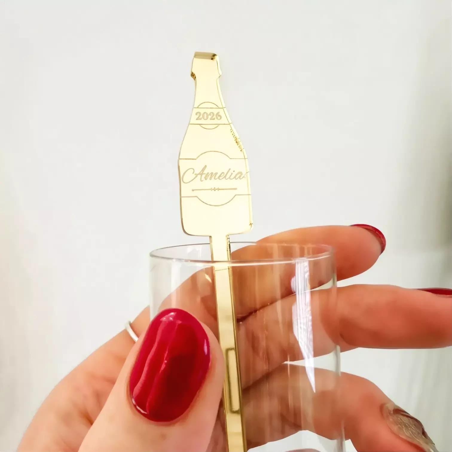 Champagne Bottle Drink Stirrer: Celebration Barware (Gold, Silver, Rose)