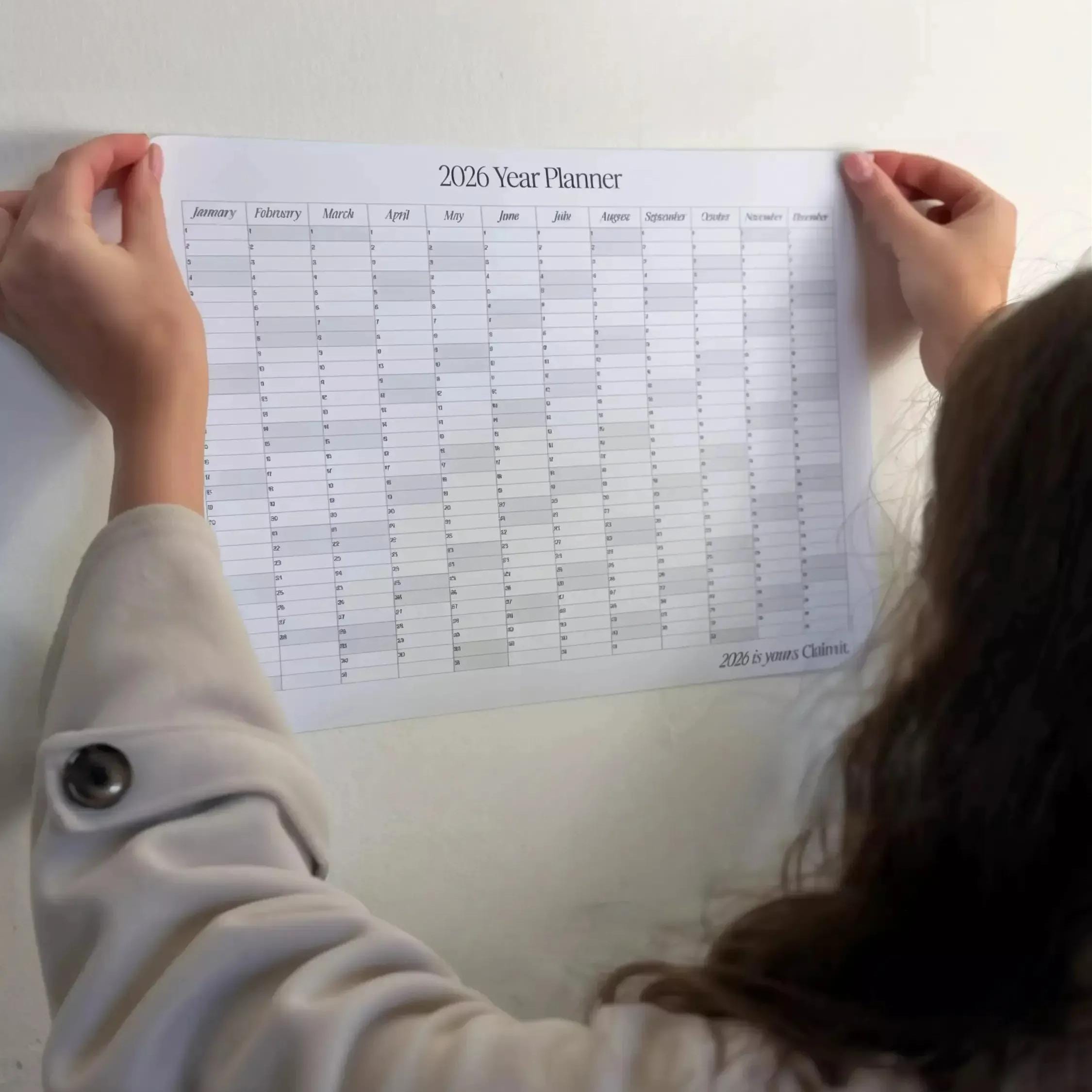 Eco Friendly Wall Planner: 2026 Year at a Glance, Large Size