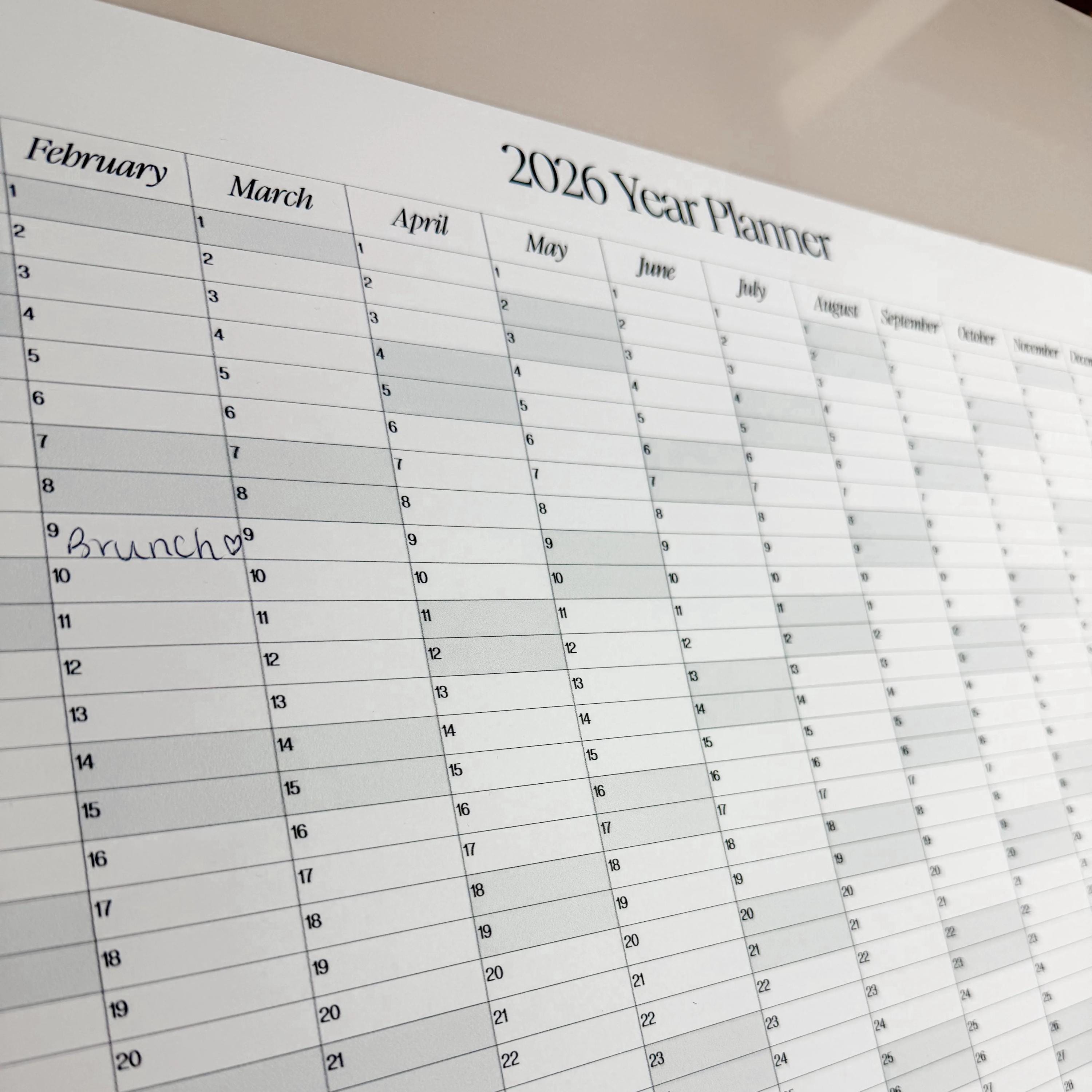 Eco Friendly Wall Planner: 2026 Year at a Glance, Large Size