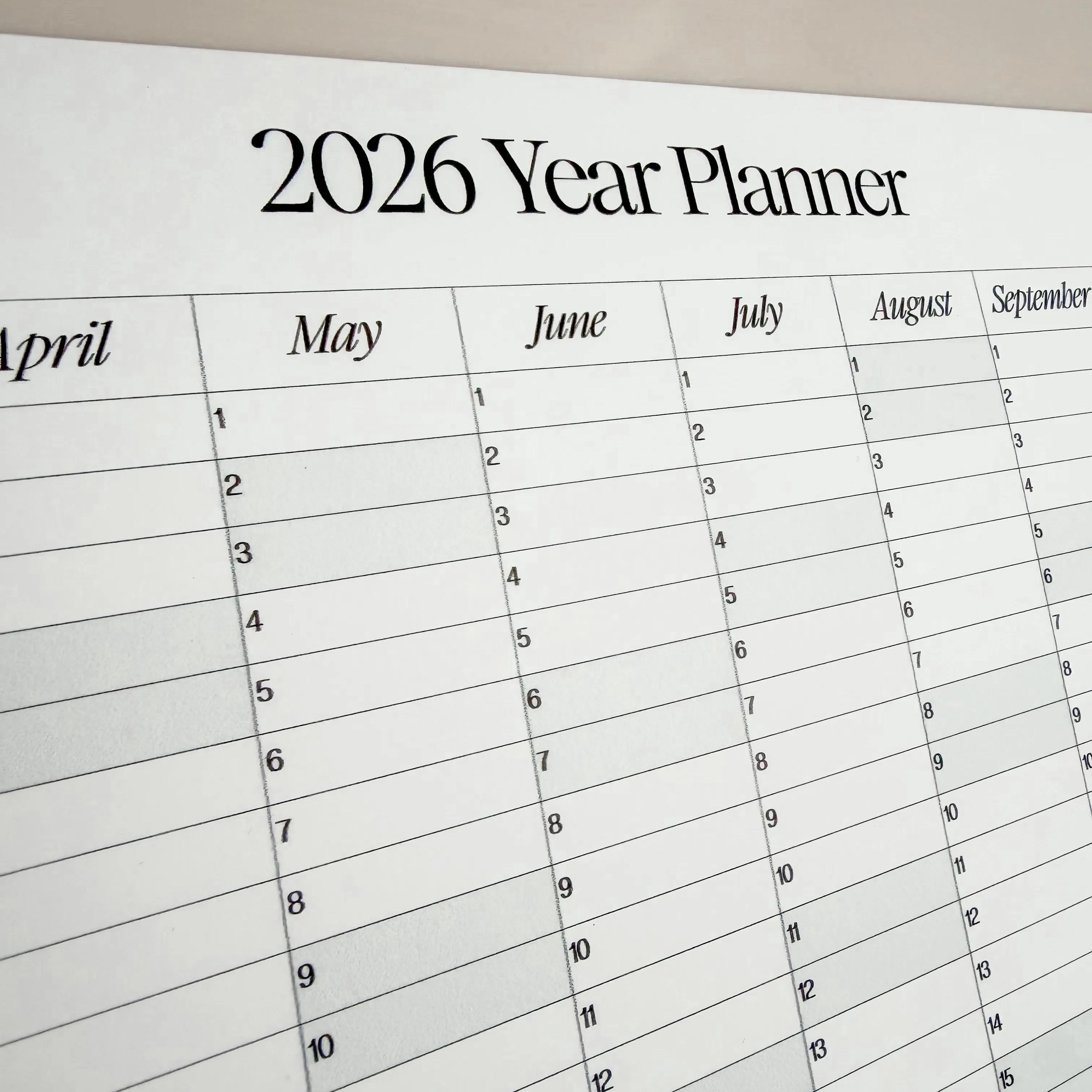 Eco Friendly Wall Planner: 2026 Year at a Glance, Large Size