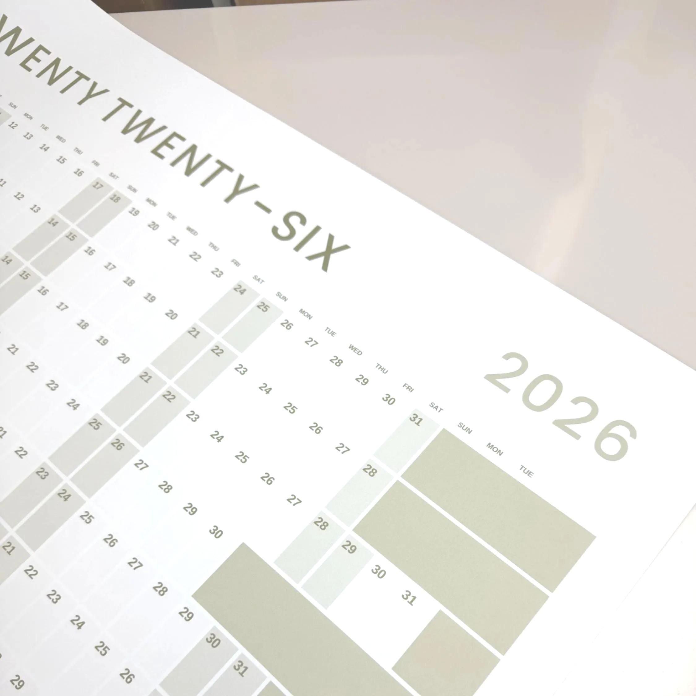 2026 Wall Planner: Sustainable Design - Large Size with Week Numbers