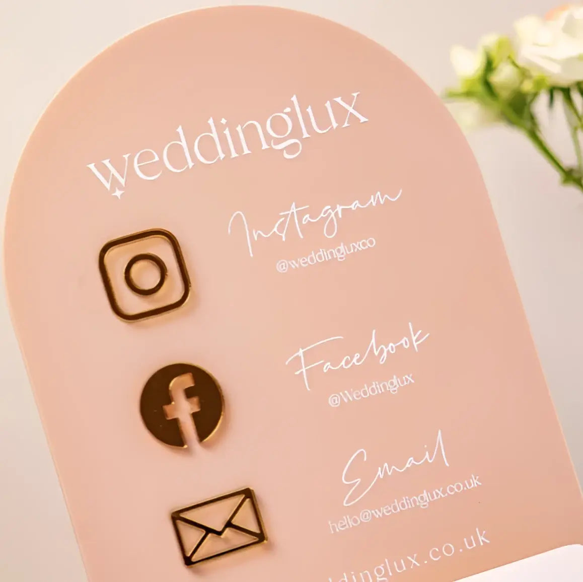 Luxury dome social media sign | custom qr code personalised acrylic & tap to pay display