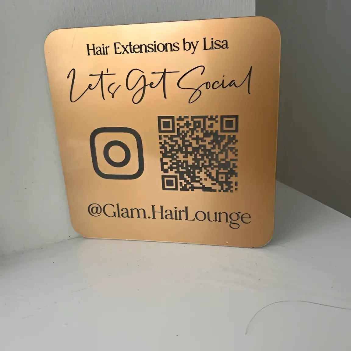 Luxury engraved sign - custom qr code social media | personalised display