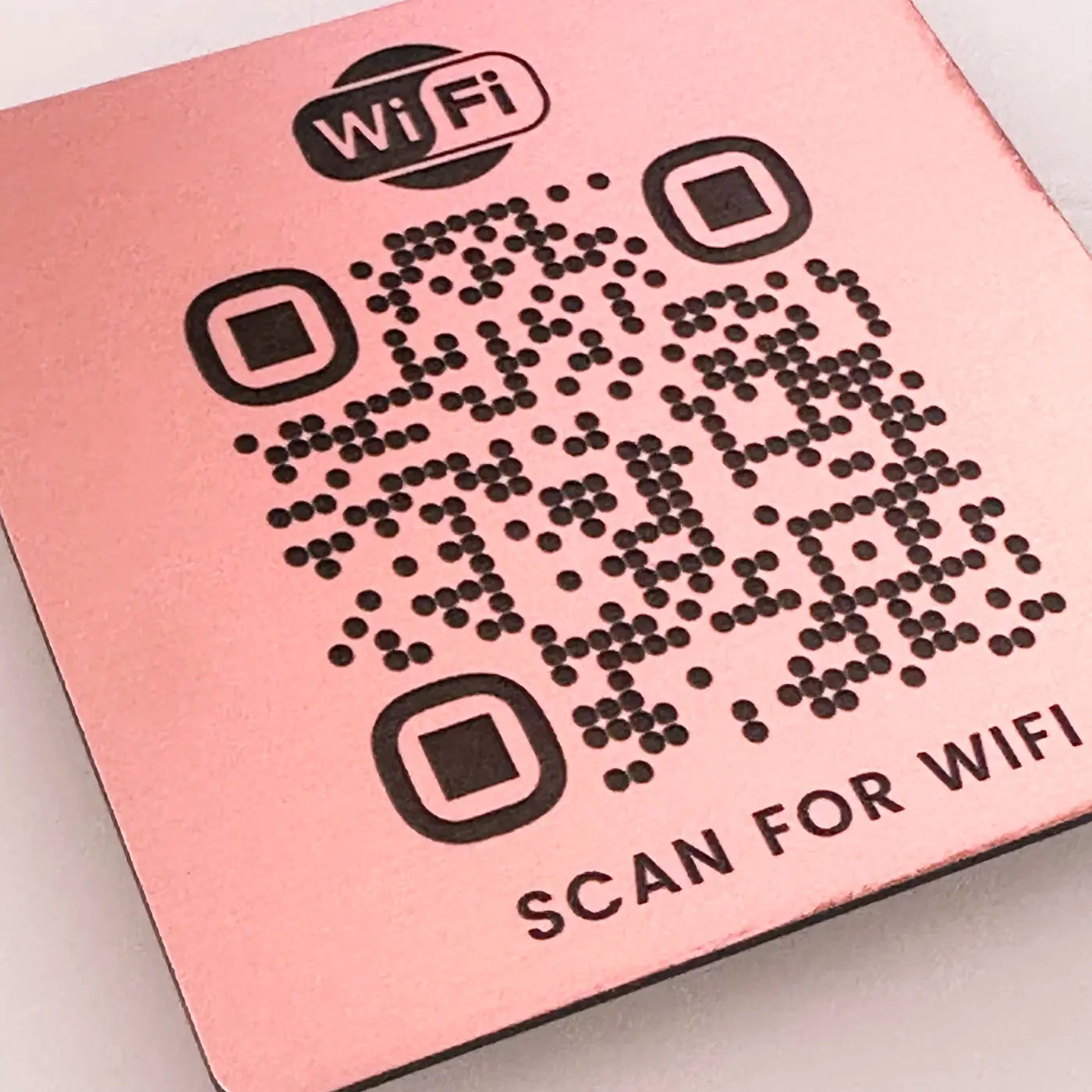 Mirror acrylic sign - luxury engraved qr code scan to connect wifi display