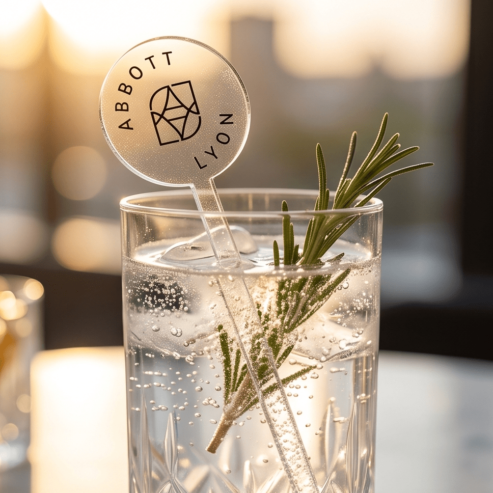 Personalised Acrylic Drink Stirrers for branded event drinks