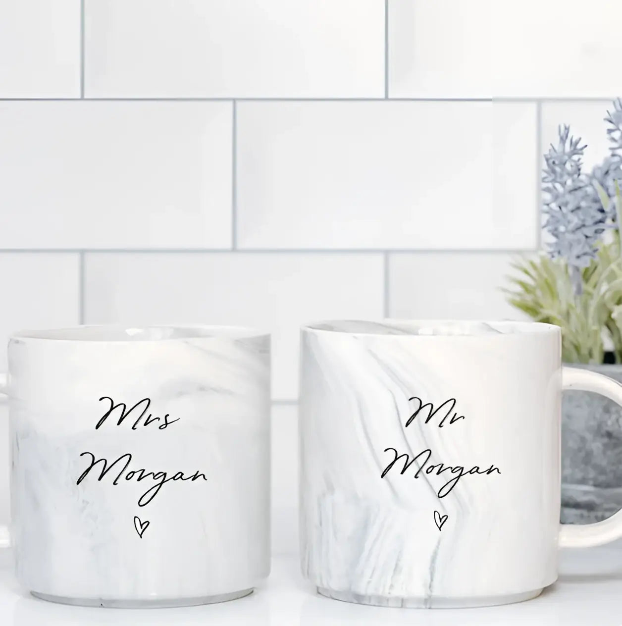 Personalised anniversary mugs – luxury wedding | custom couple set gift