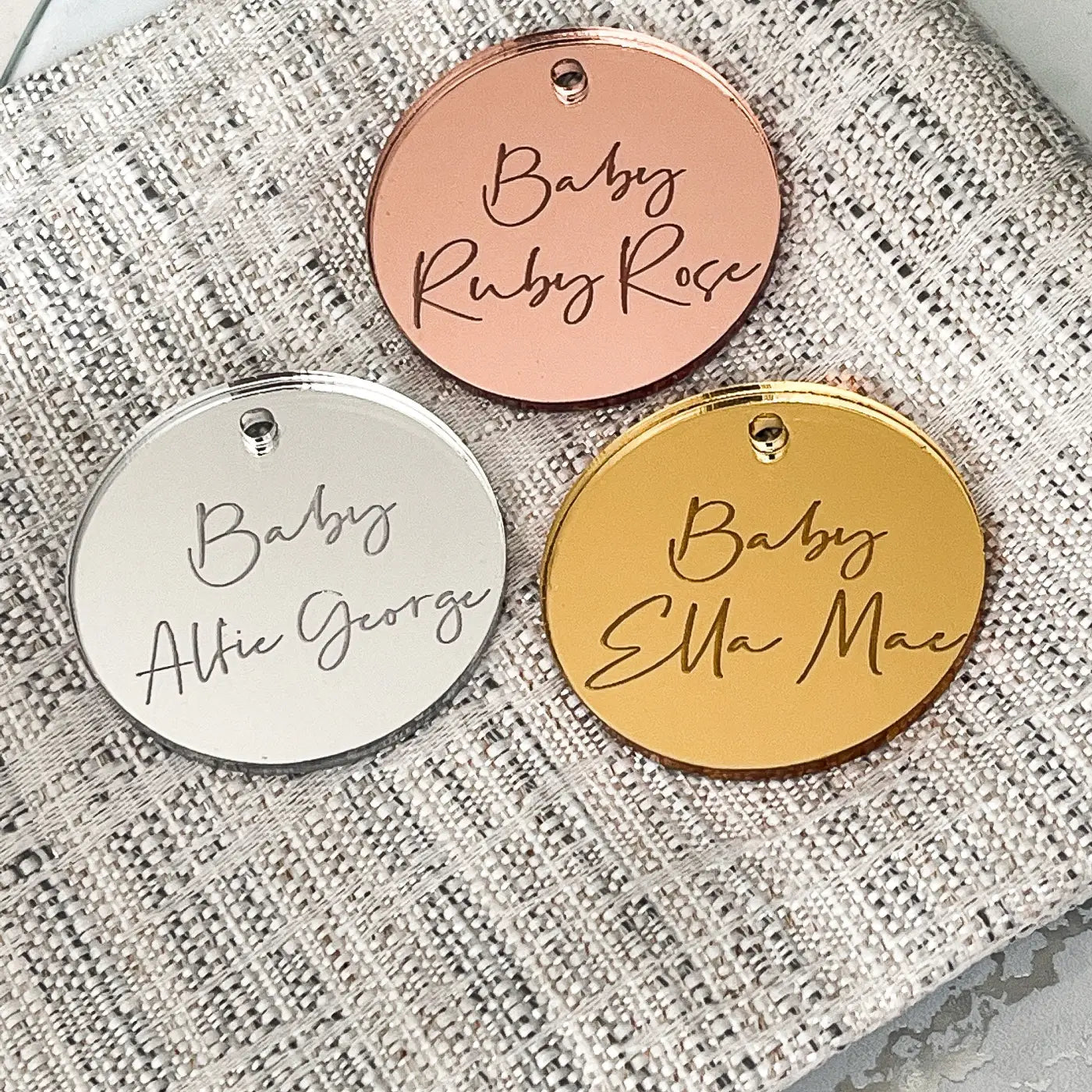 Personalised baking tag – luxury engraved cake charms & mirror finish toppers