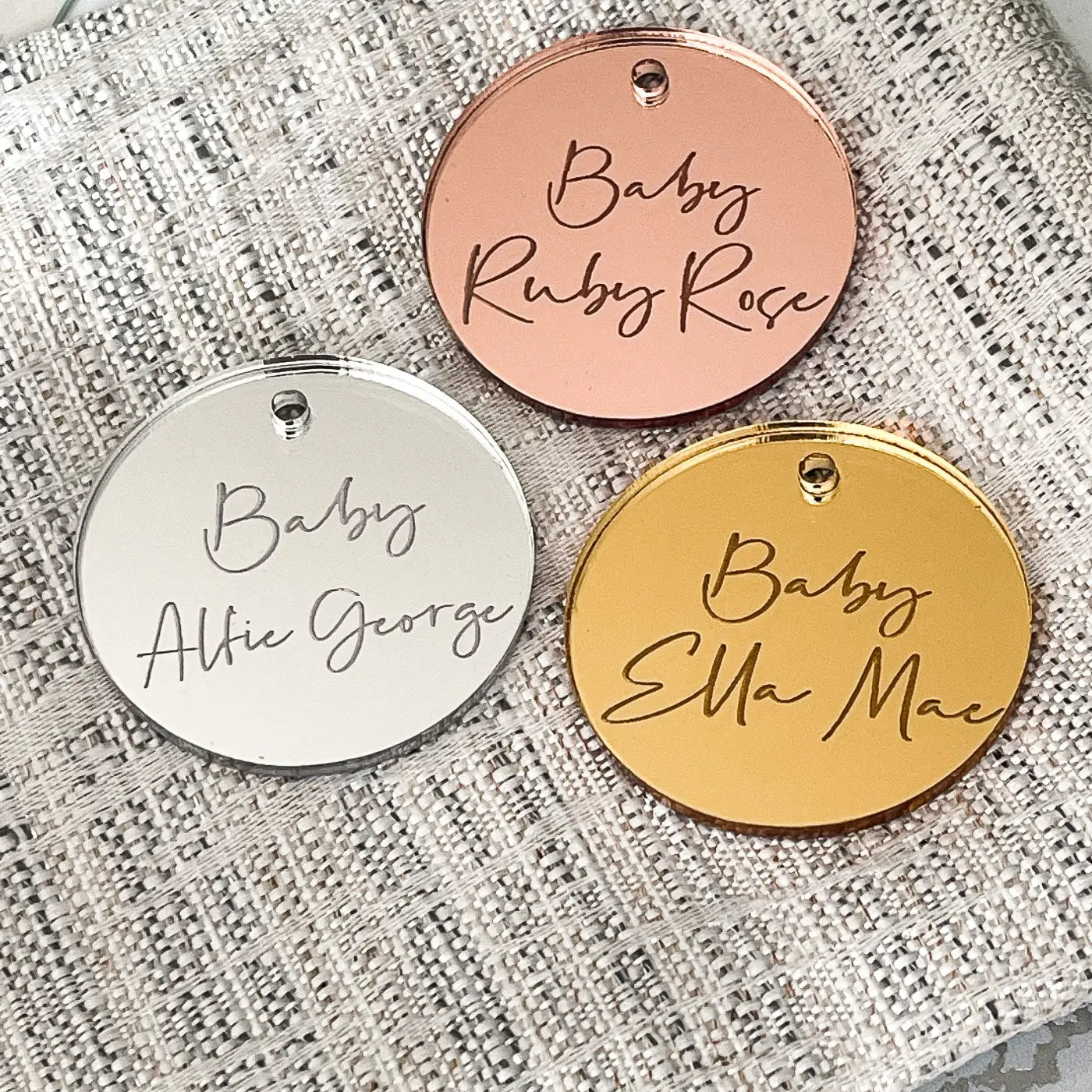 Personalised baking tag – luxury engraved cake charms & mirror finish toppers