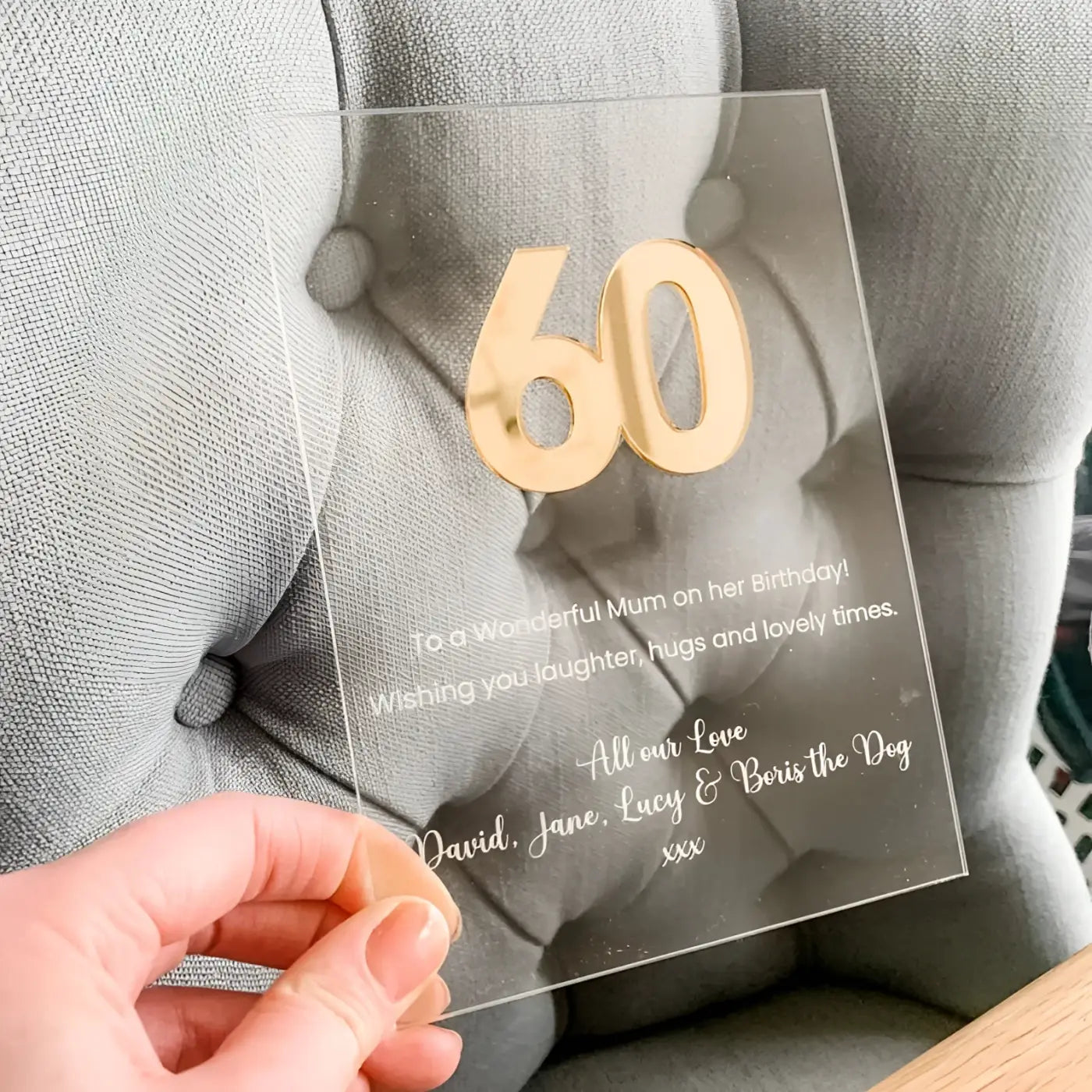 Personalised birthday card - luxury acrylic any age | custom 18th 21st 60th - sign