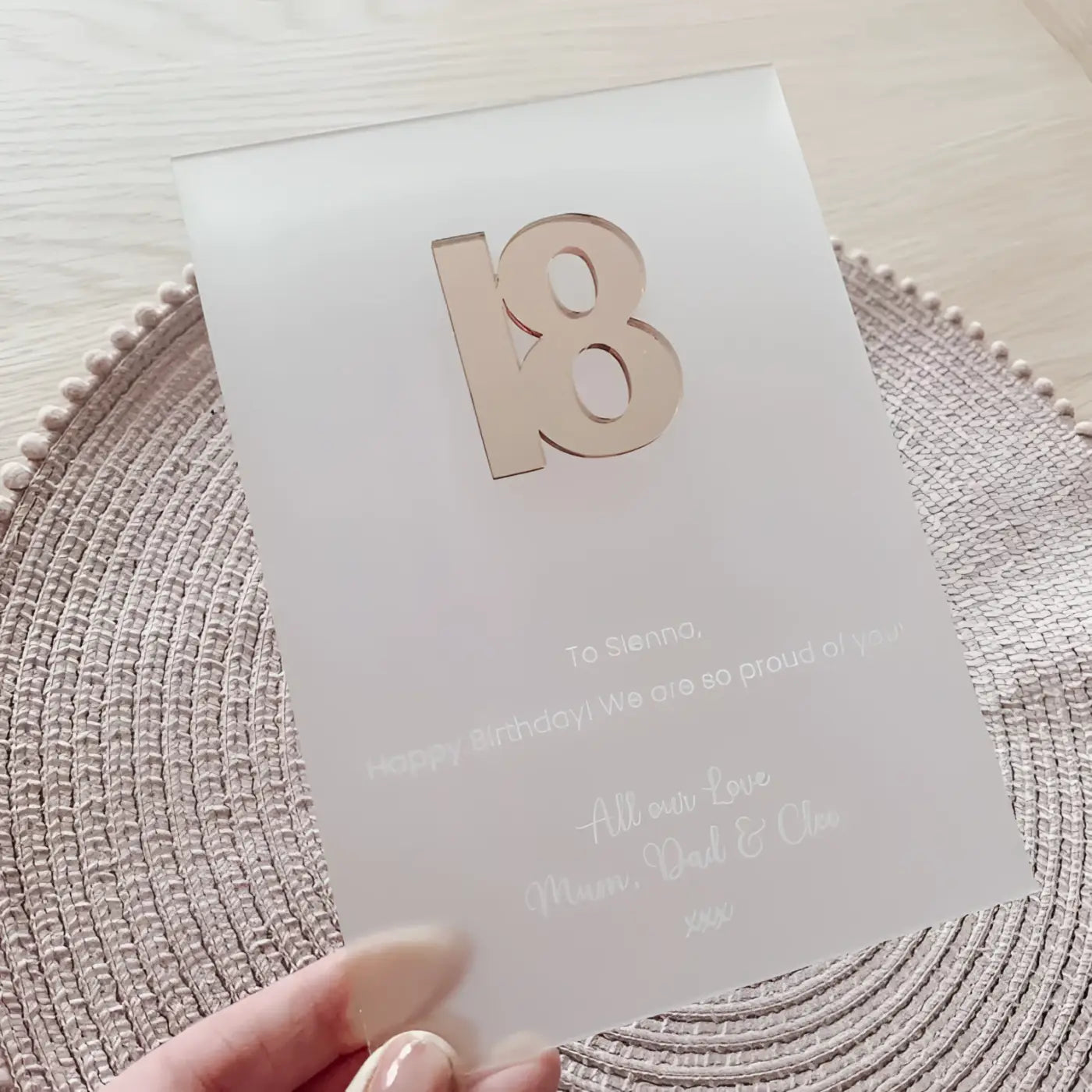 Personalised birthday card - luxury acrylic any age | custom 18th 21st 60th - sign