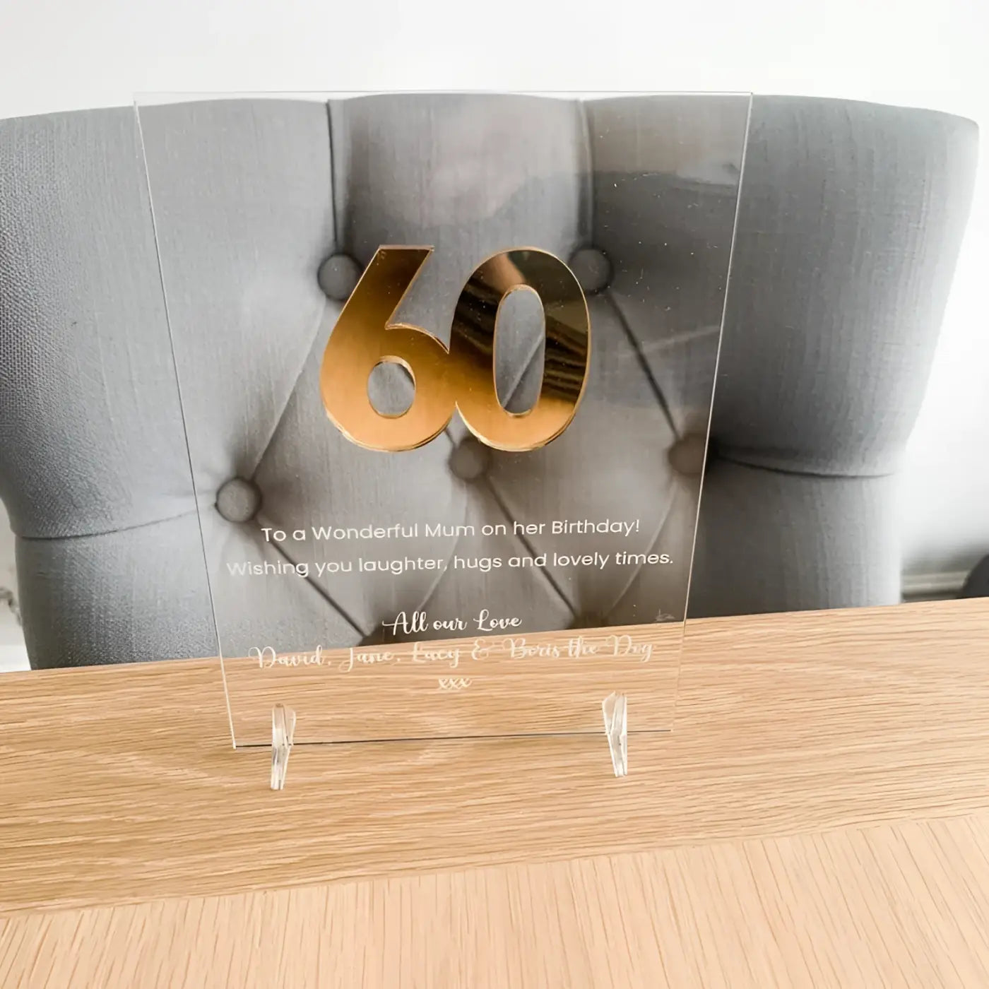 Personalised birthday card - luxury acrylic any age | custom 18th 21st 60th - sign
