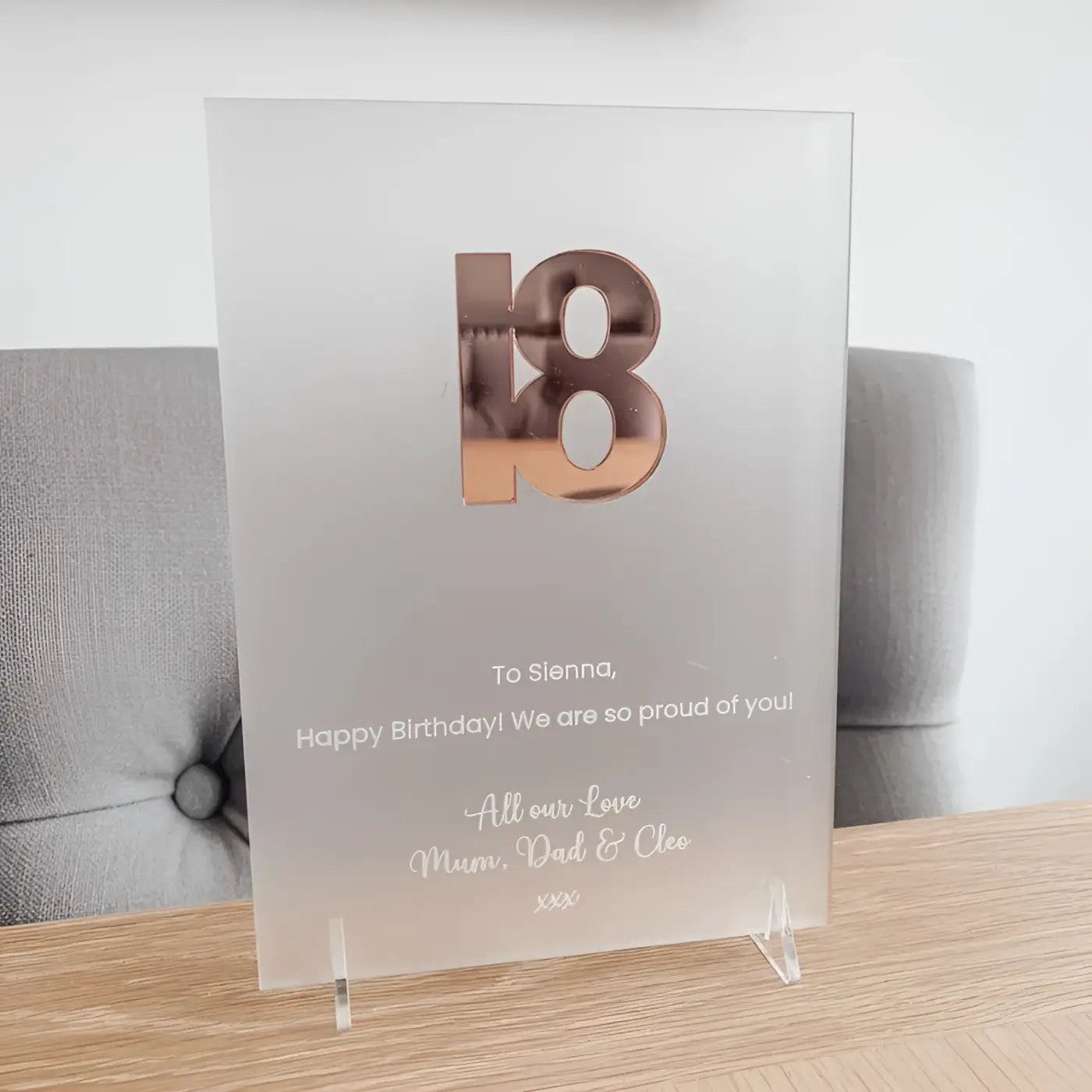 Personalised birthday card - luxury acrylic any age | custom 18th 21st 60th - sign