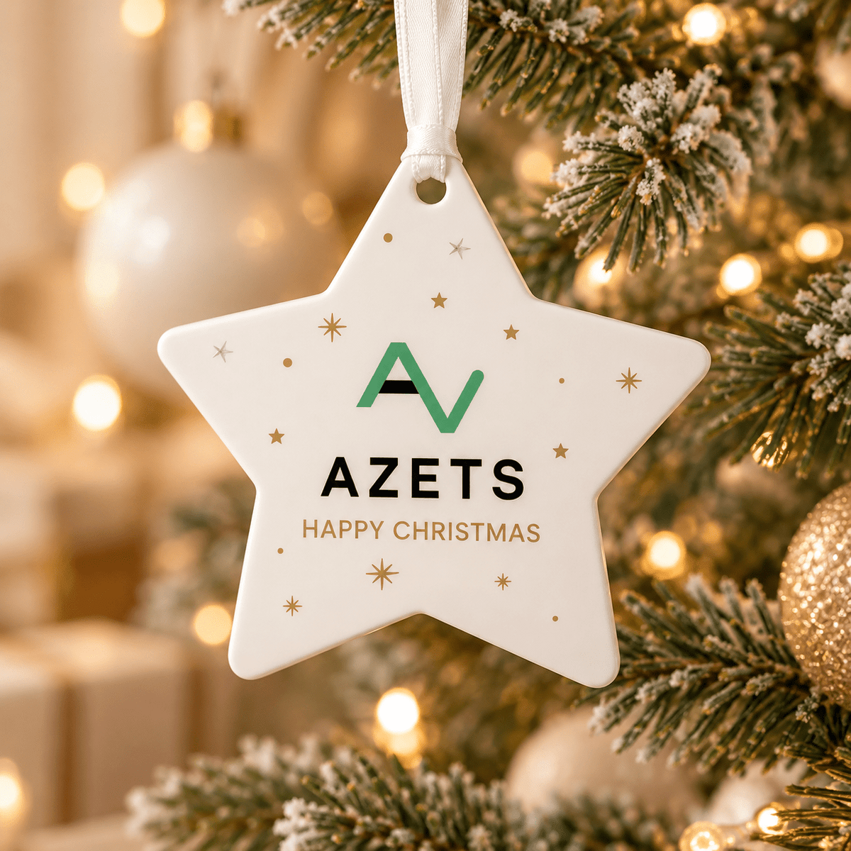 Personalised Business Logo Star Christmas Bauble for branded Christmas trees