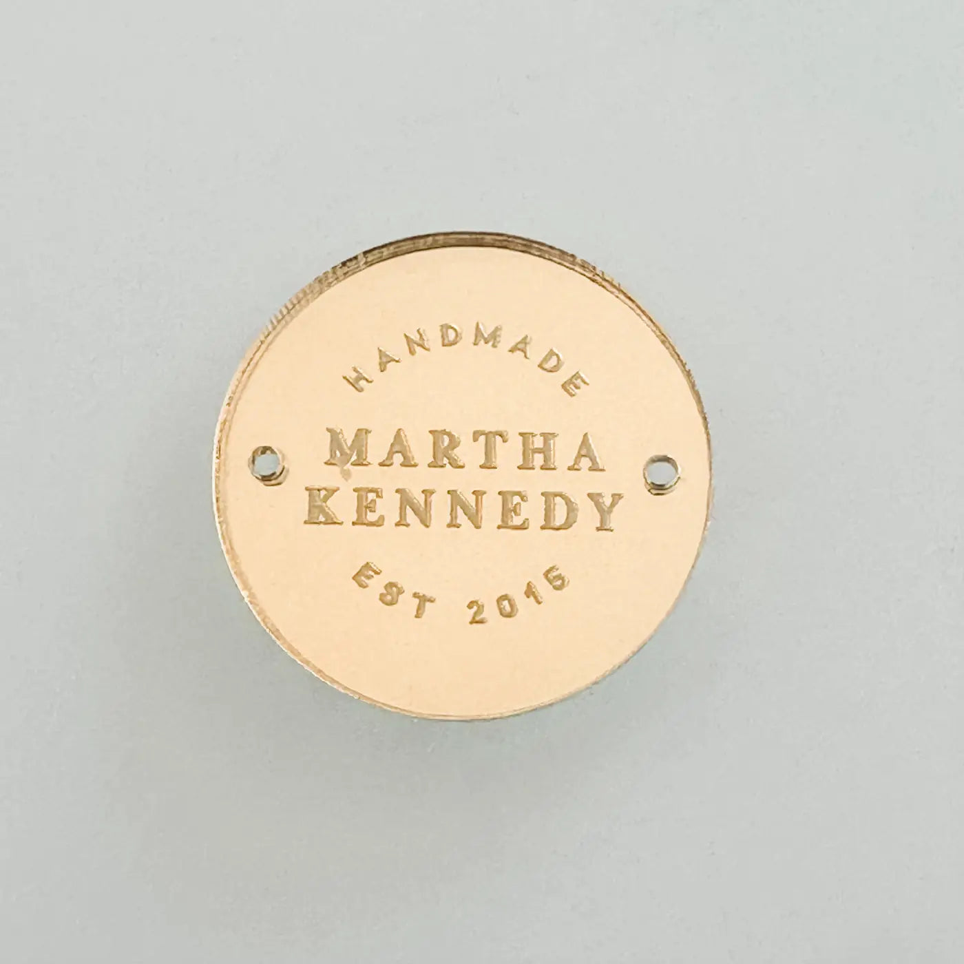 Personalised button tag pack of 5 – luxury acrylic circular tags with sew holes
