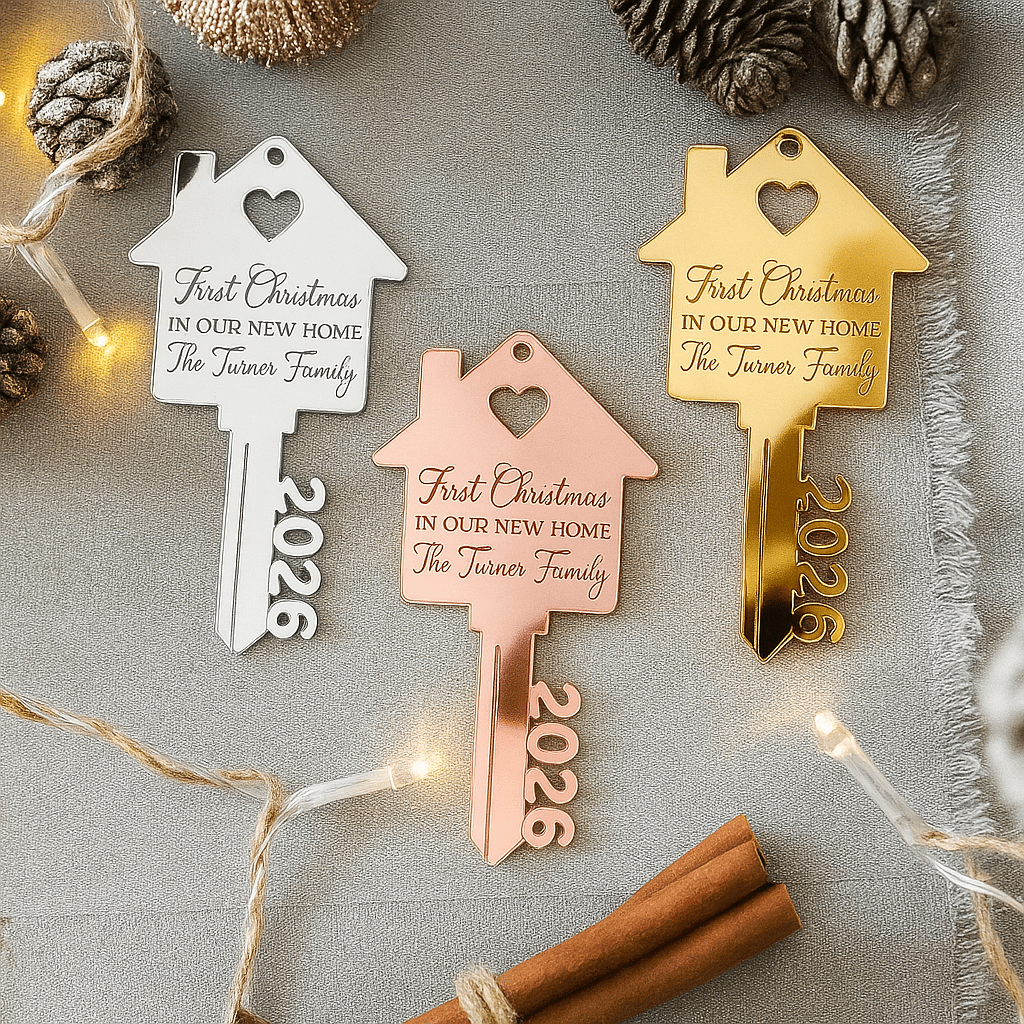 Personalised couples Christmas bauble featuring a custom name design