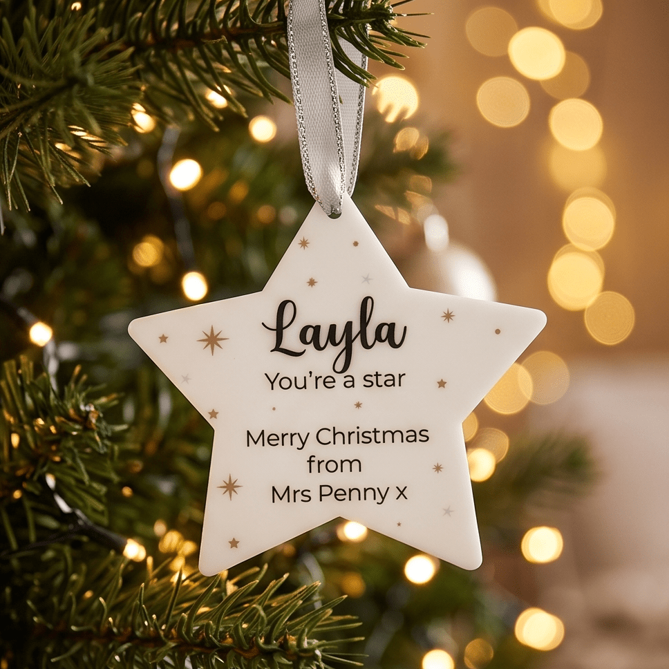 Personalised Christmas Star for school Christmas tree displays