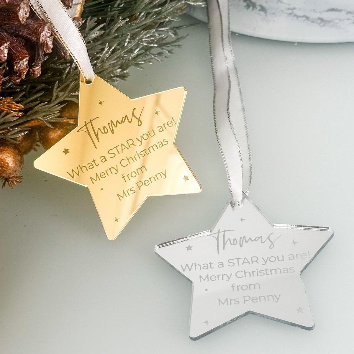 Personalised Christmas Star for Christmas decorations