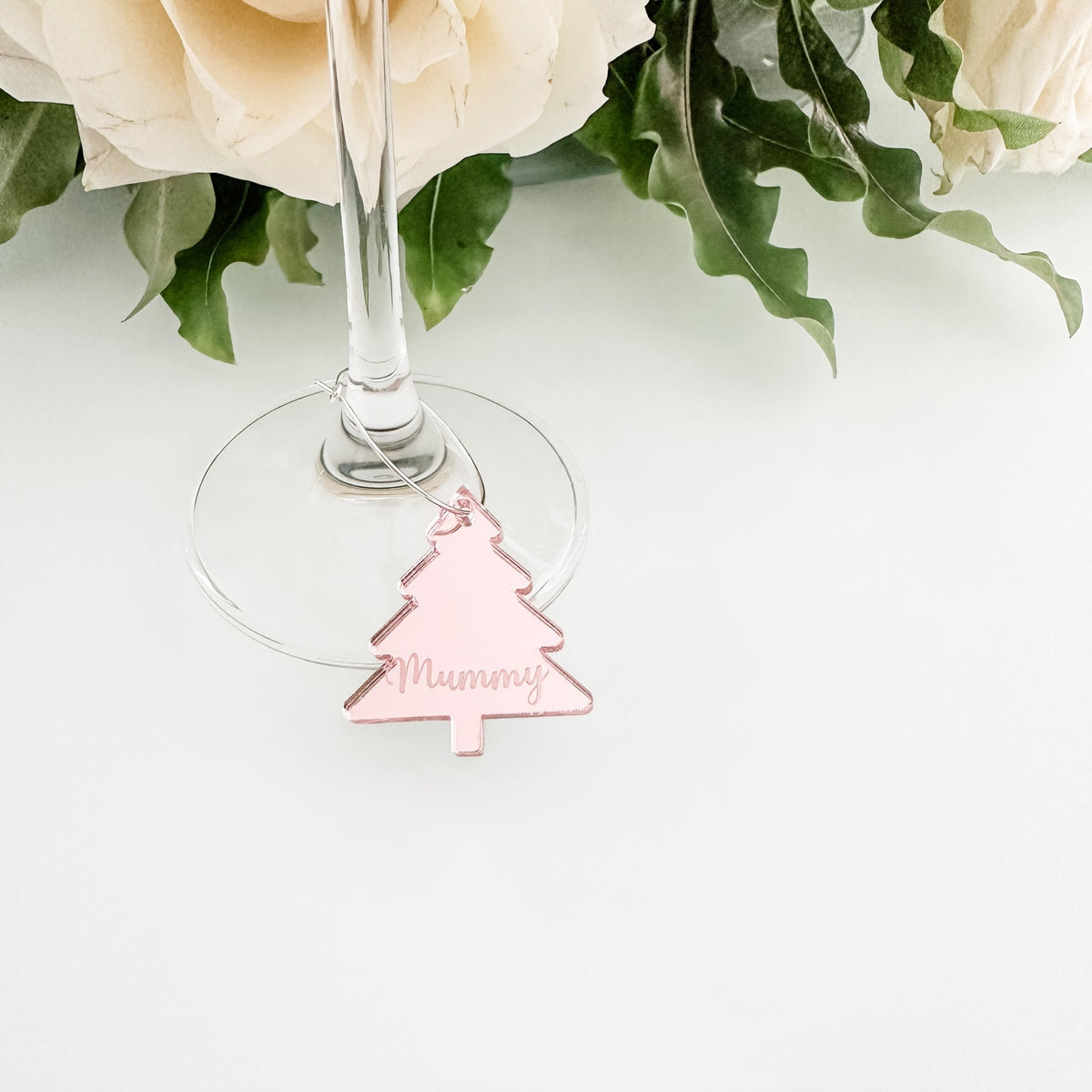 Personalised Christmas tree drinks charms for drinks at special occasions