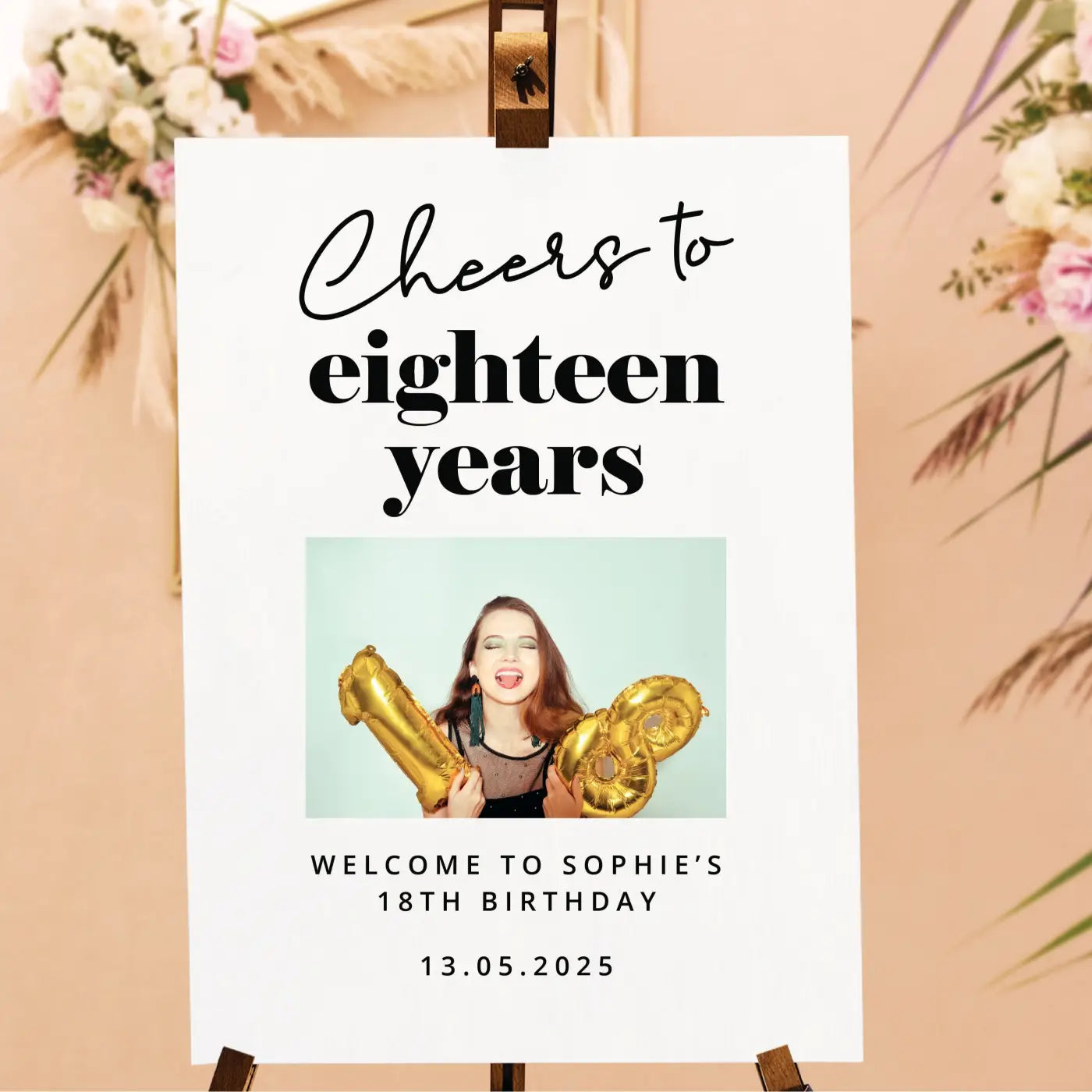 Personalised event sign – luxury 18th birthday party custom name foamboard
