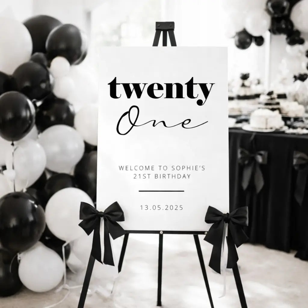 Personalised event sign – luxury 21st birthday welcome | foamboard display