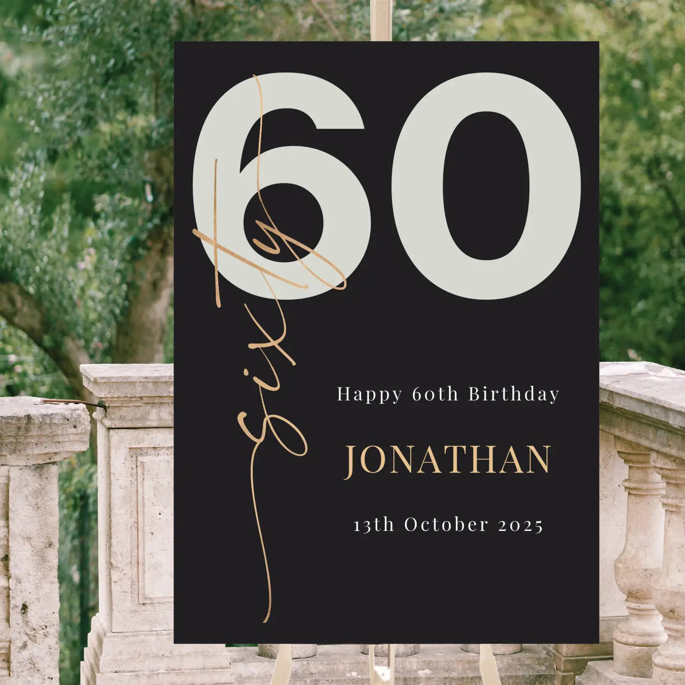 Personalised event sign - luxury 60th birthday welcome board | premium foamboard